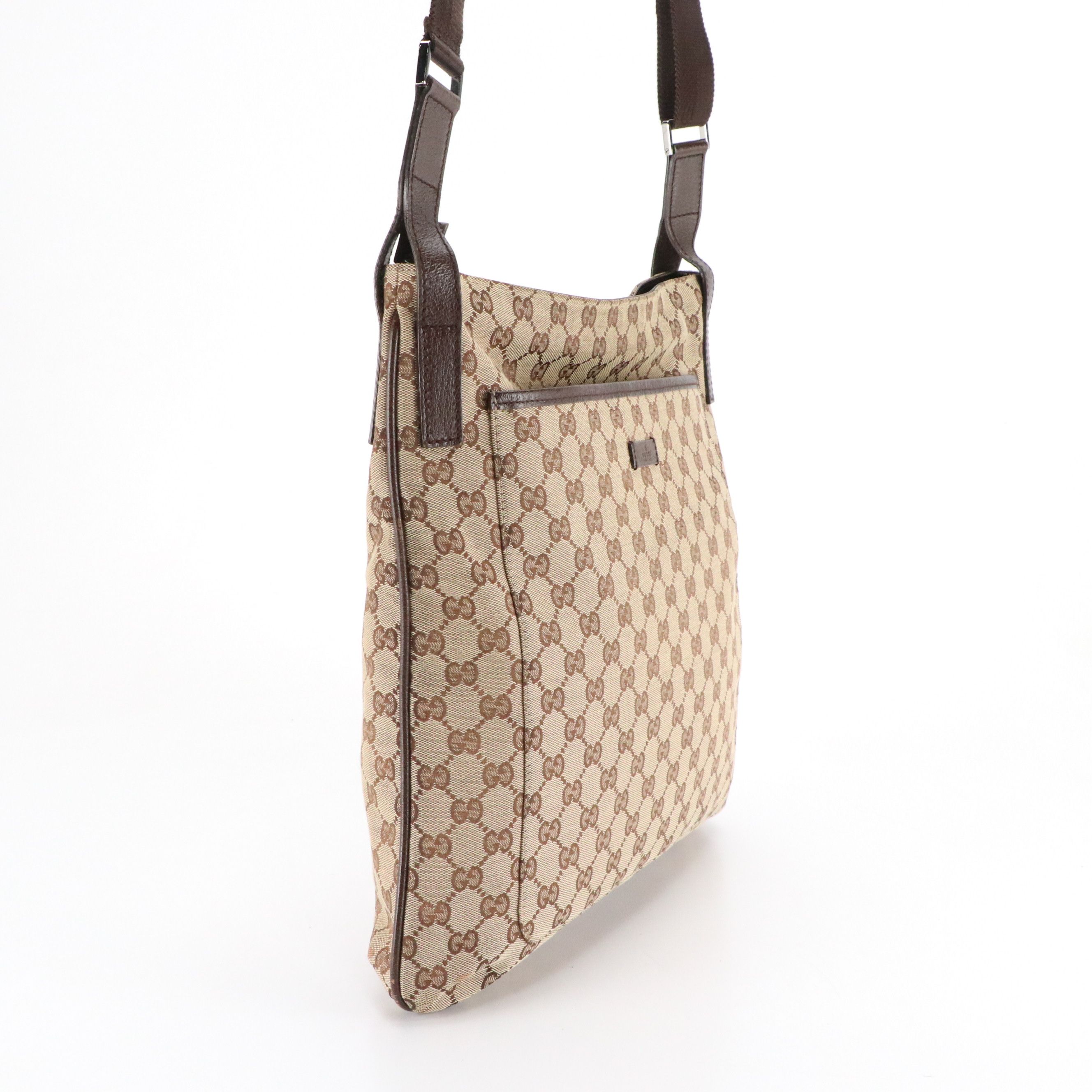 Gucci Large Front Pocket Crossbody Bag in GG Canvas and Leather