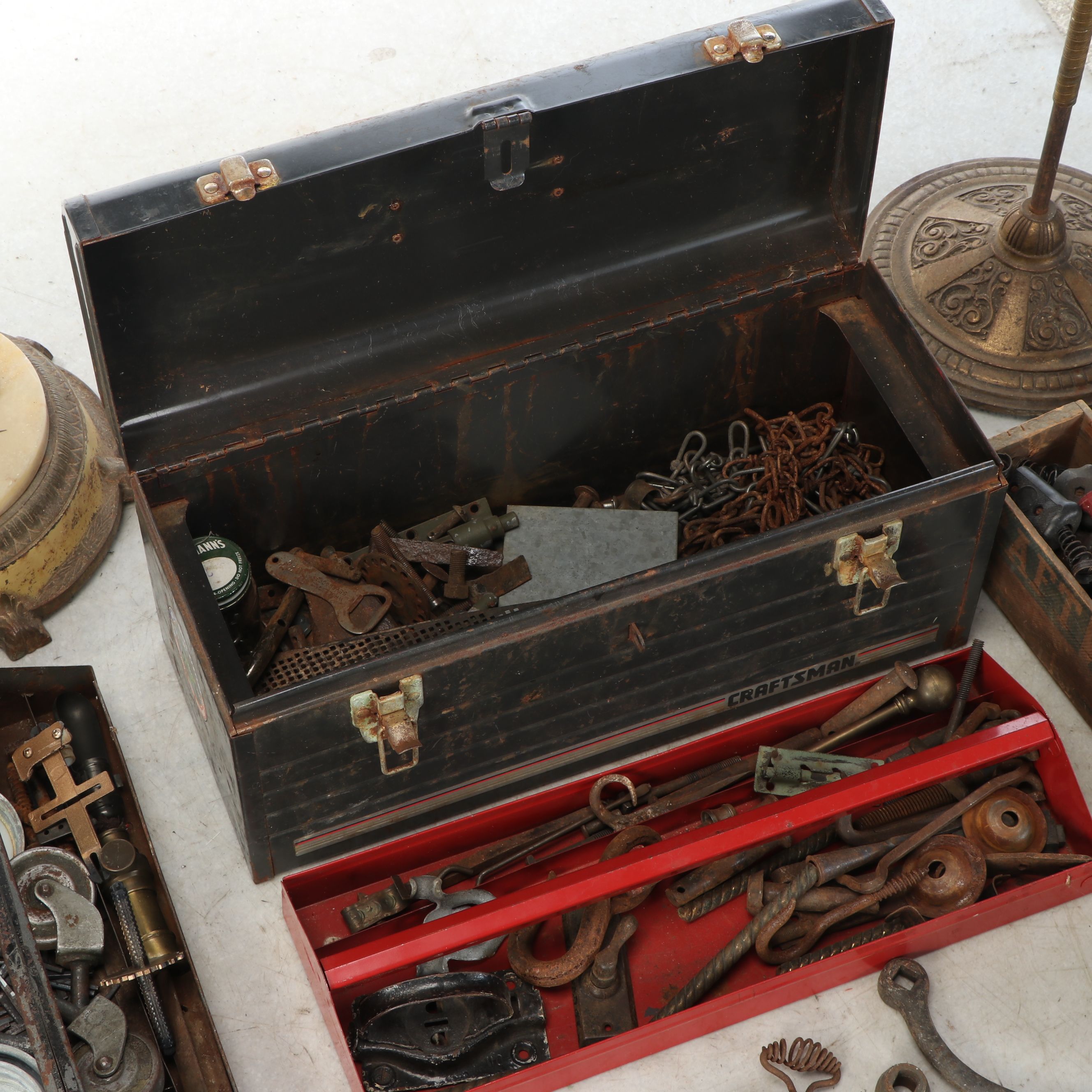 Craftsman Tool Box with Other Hand Tools, Bakelite Plugs and More Décor