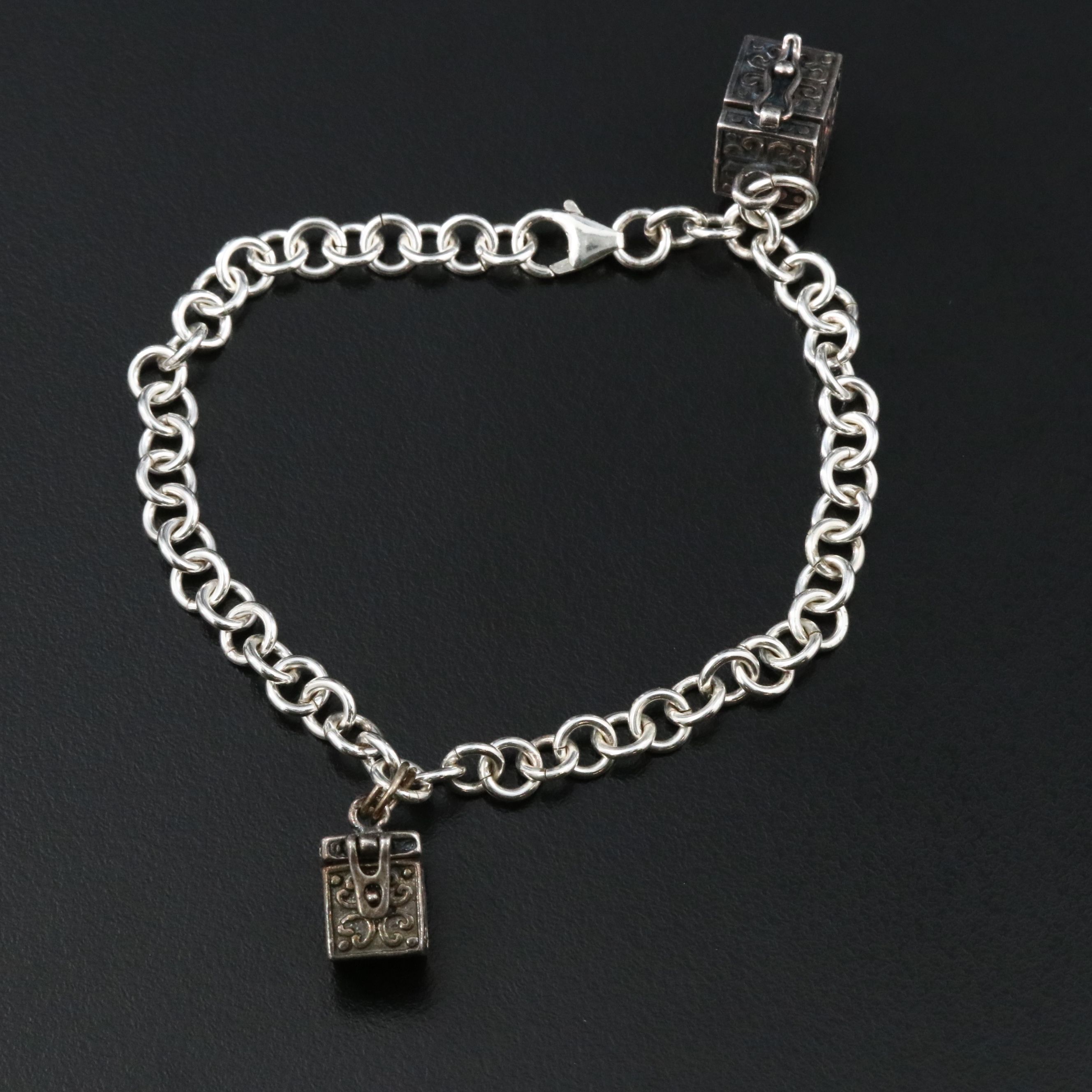 Sterling Prayer Box Charm Bracelet