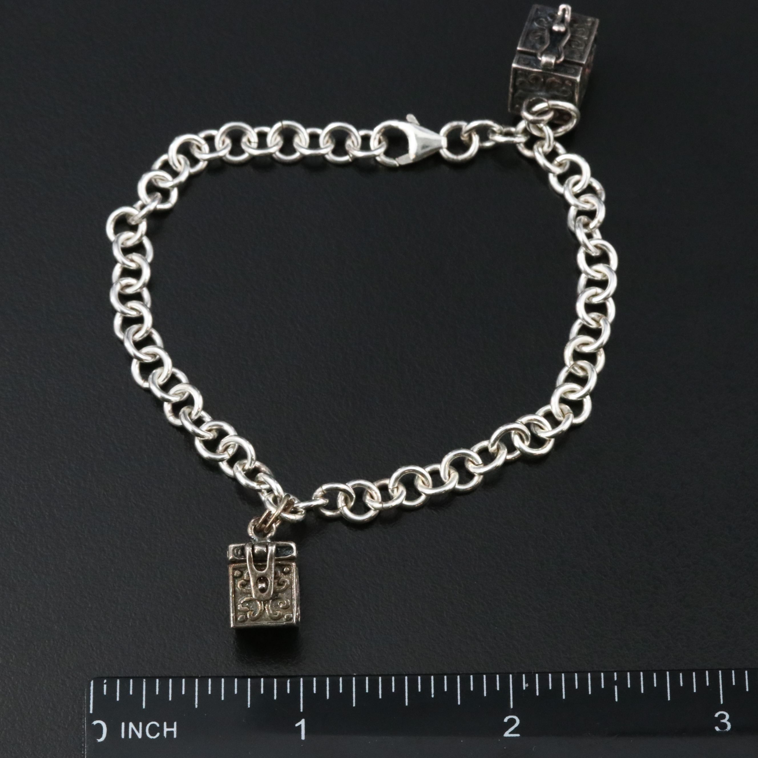 Sterling Prayer Box Charm Bracelet