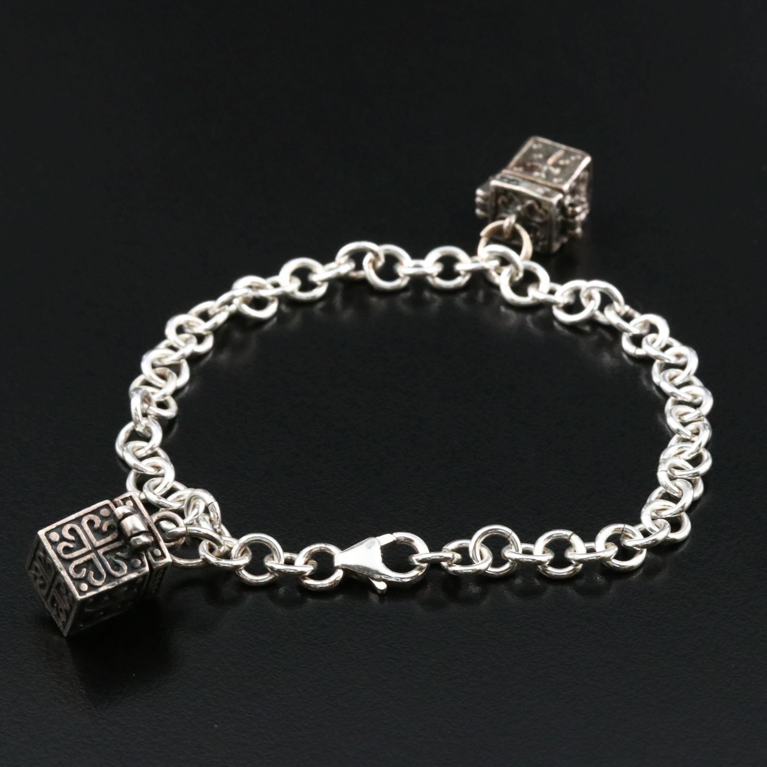 Sterling Prayer Box Charm Bracelet