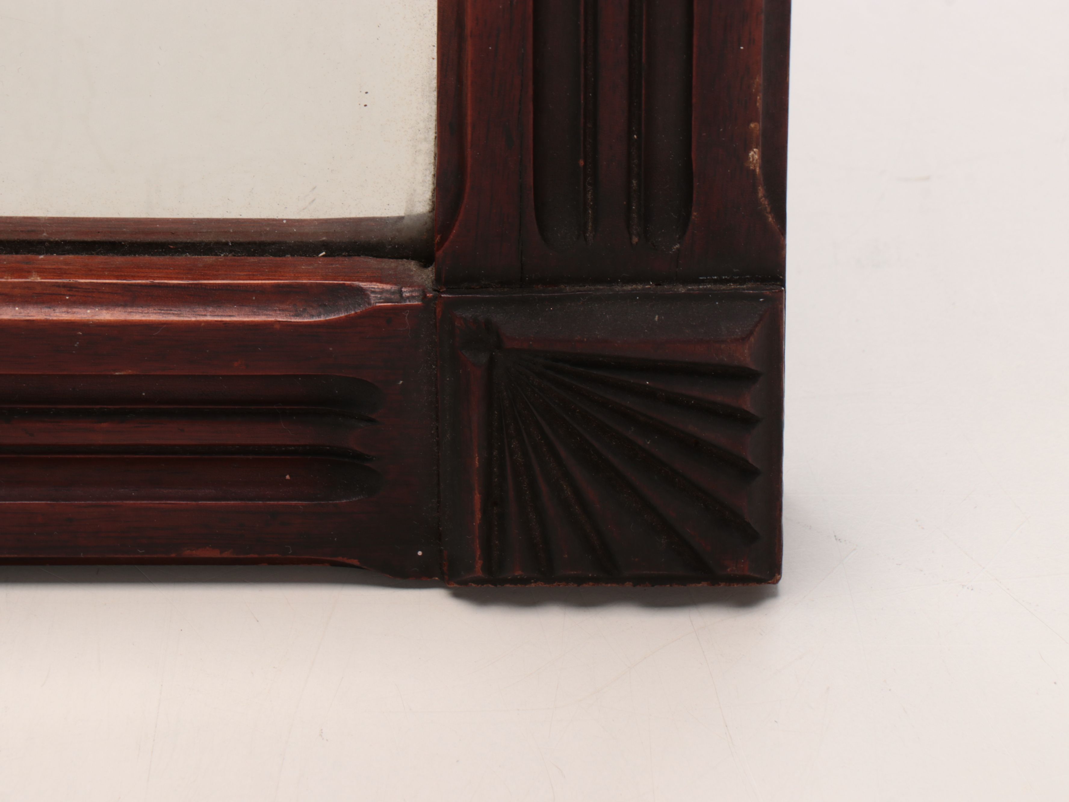 Hand-Carved Rectangular Wooden Wall Mirror, Early to Mid-20th C.