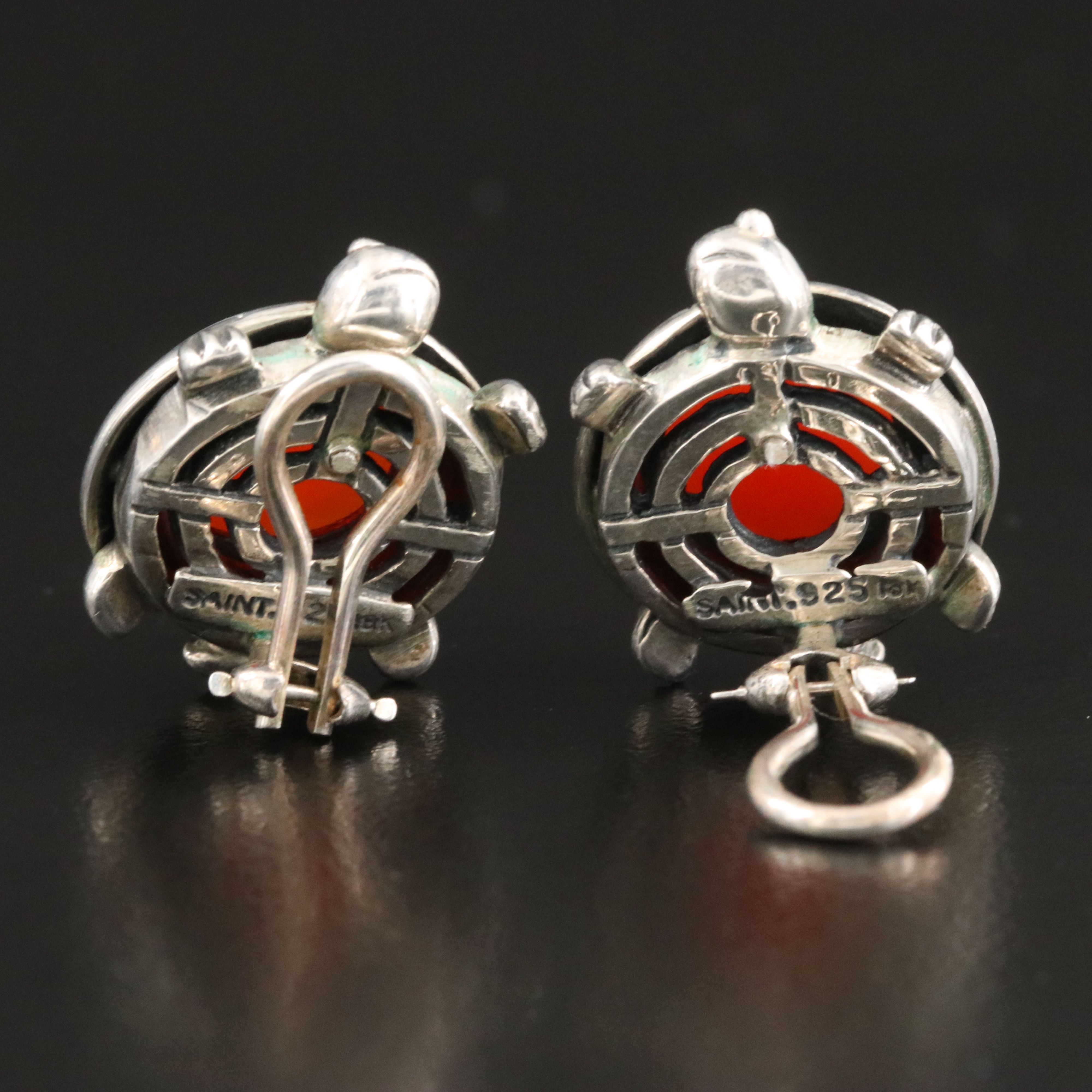 Saint by Sarah Jane "Sheldon" Sterling Carnelian Turtle Earrings