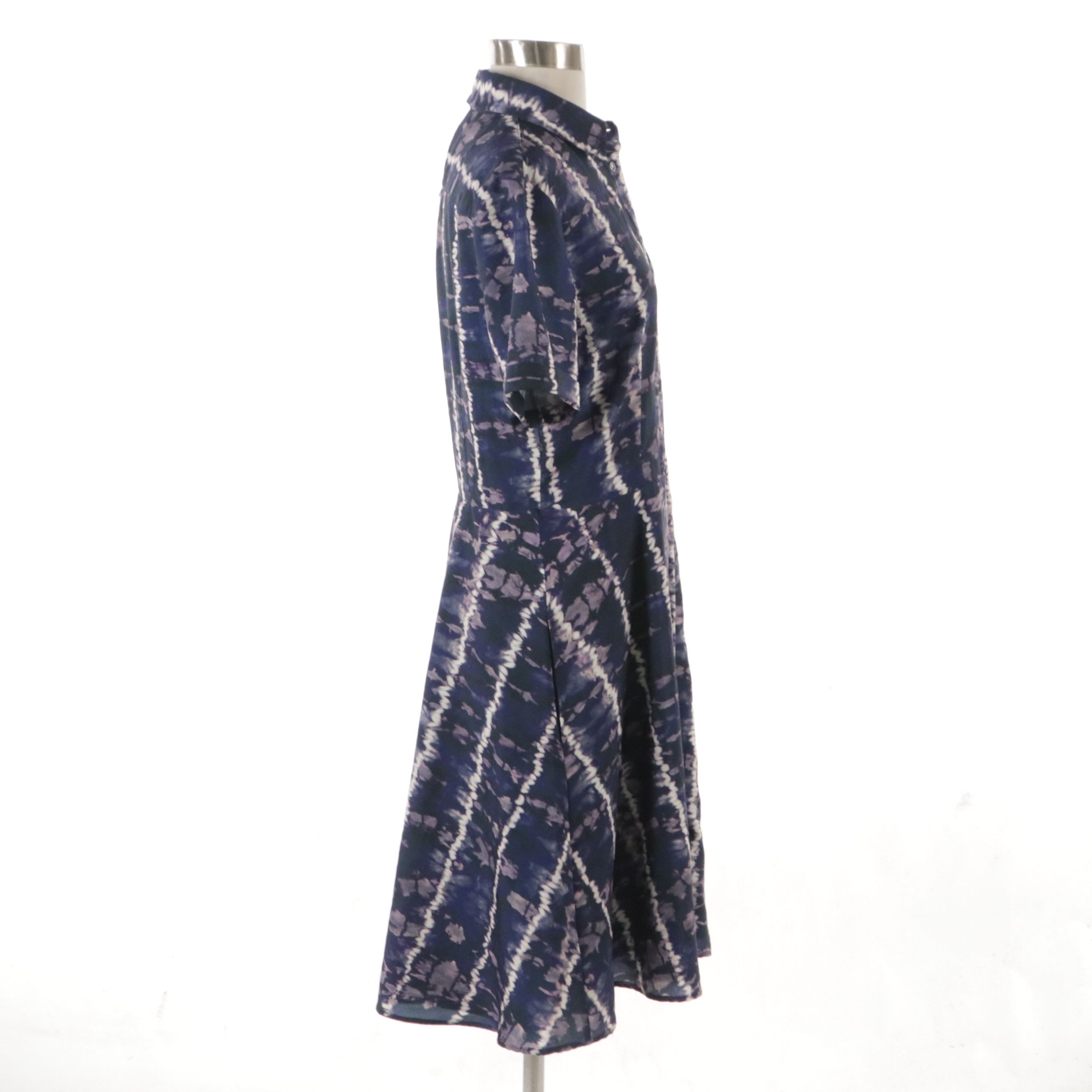 Altuzarra Tie-Dye Print Short Sleeve Button-Front Shirt Dress