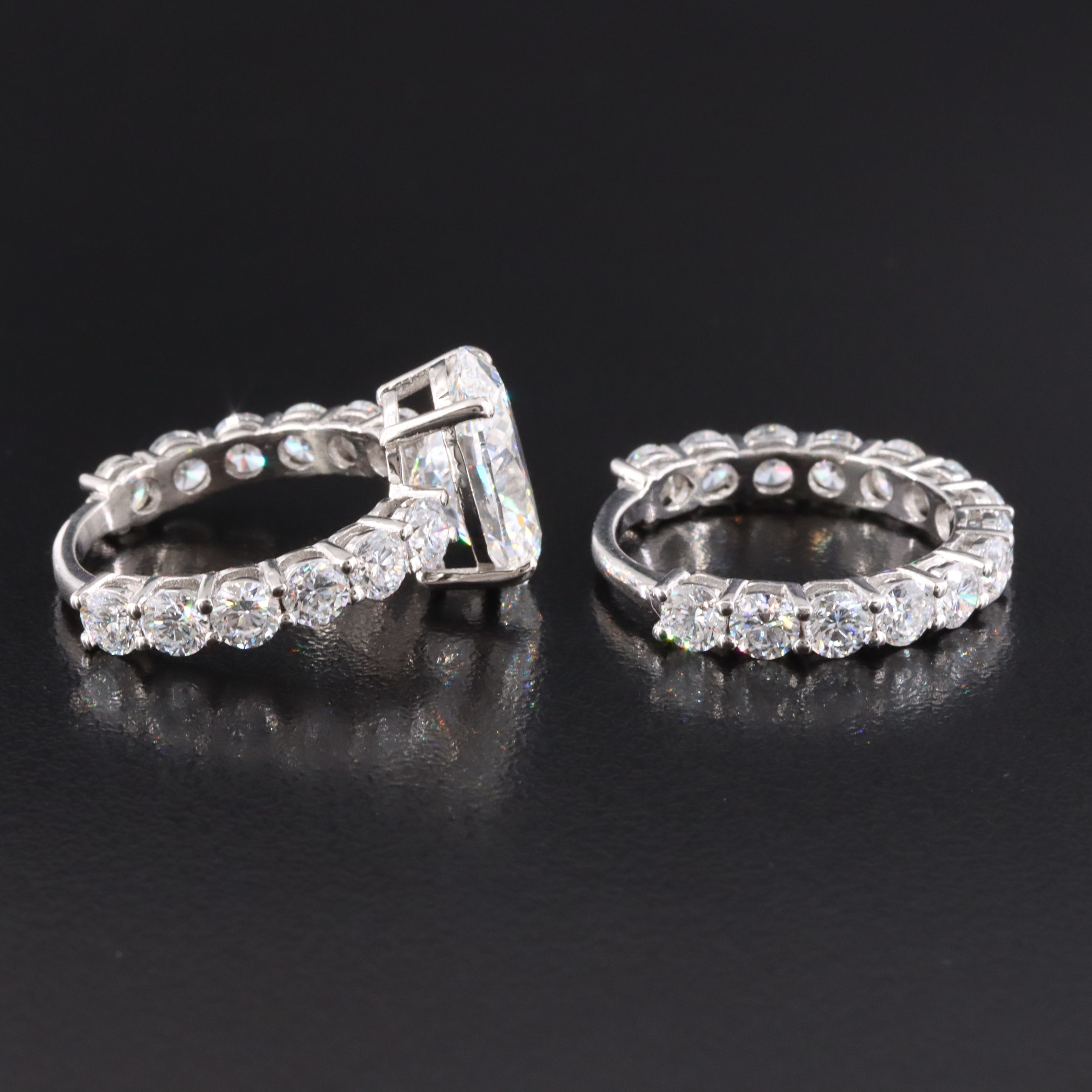 14K 9.02 CTW Lab Grown Diamond Ring Set with IGI Report