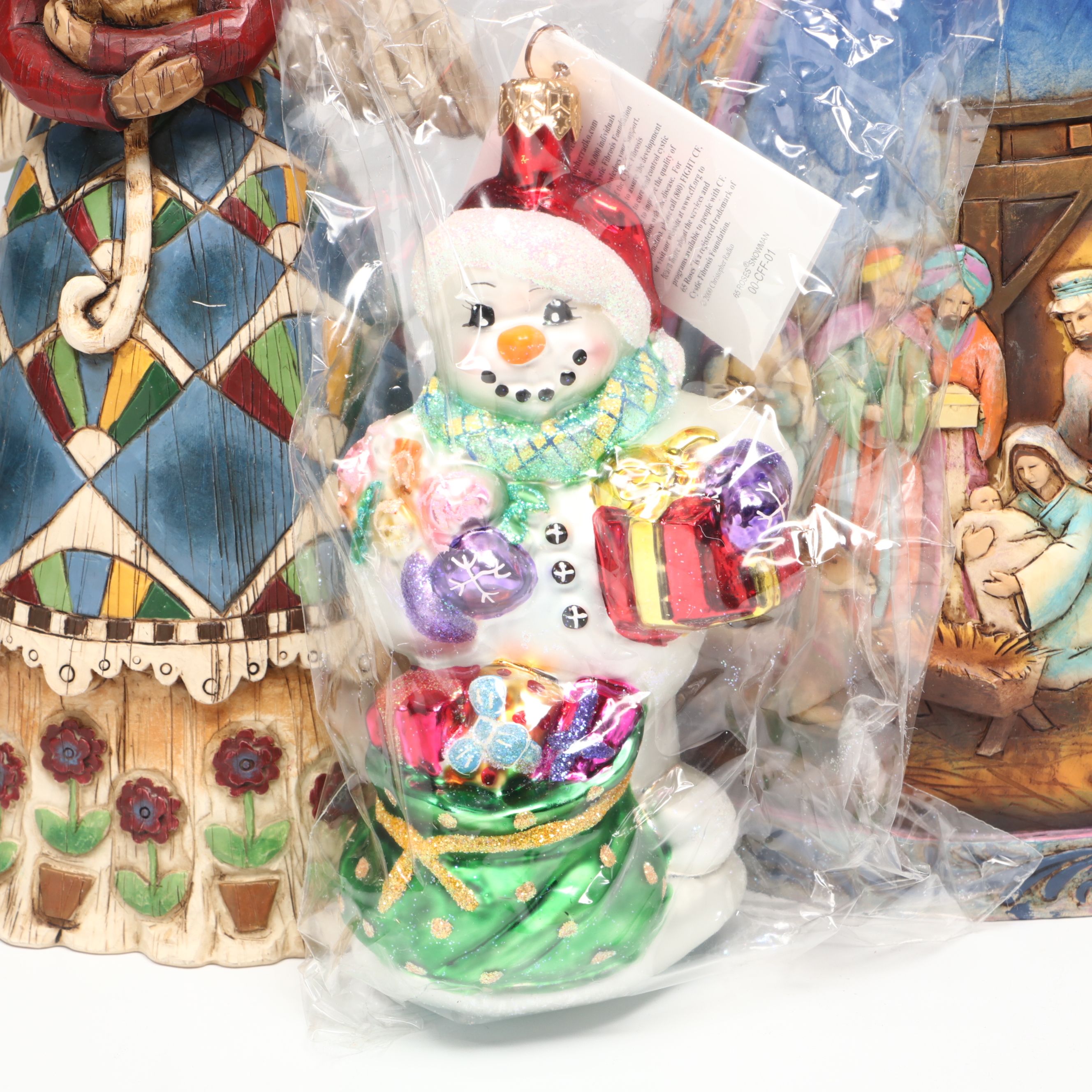 Jim Shore Resin Angel Figurines with Christopher Radko Glass Ornament