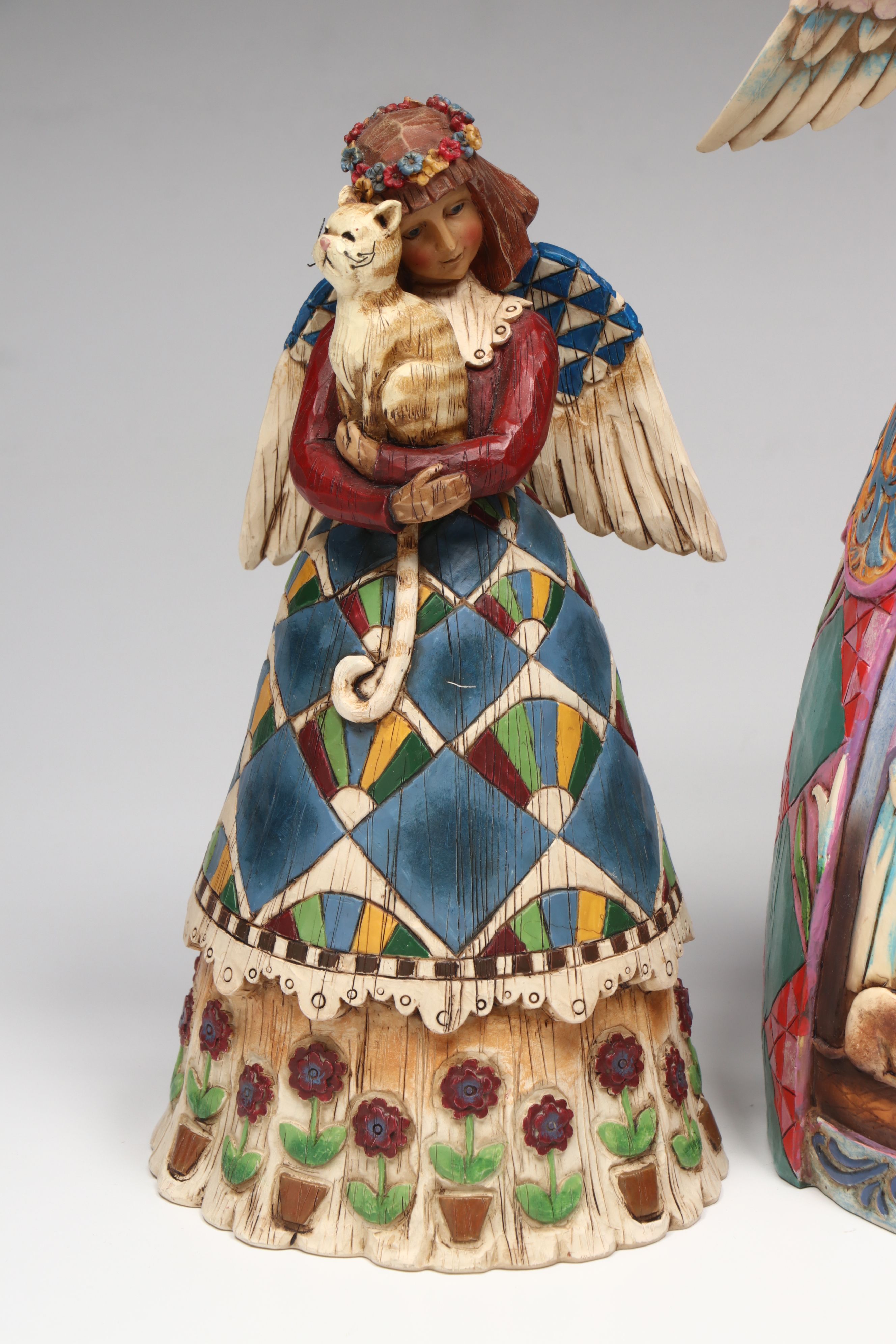 Jim Shore Resin Angel Figurines with Christopher Radko Glass Ornament