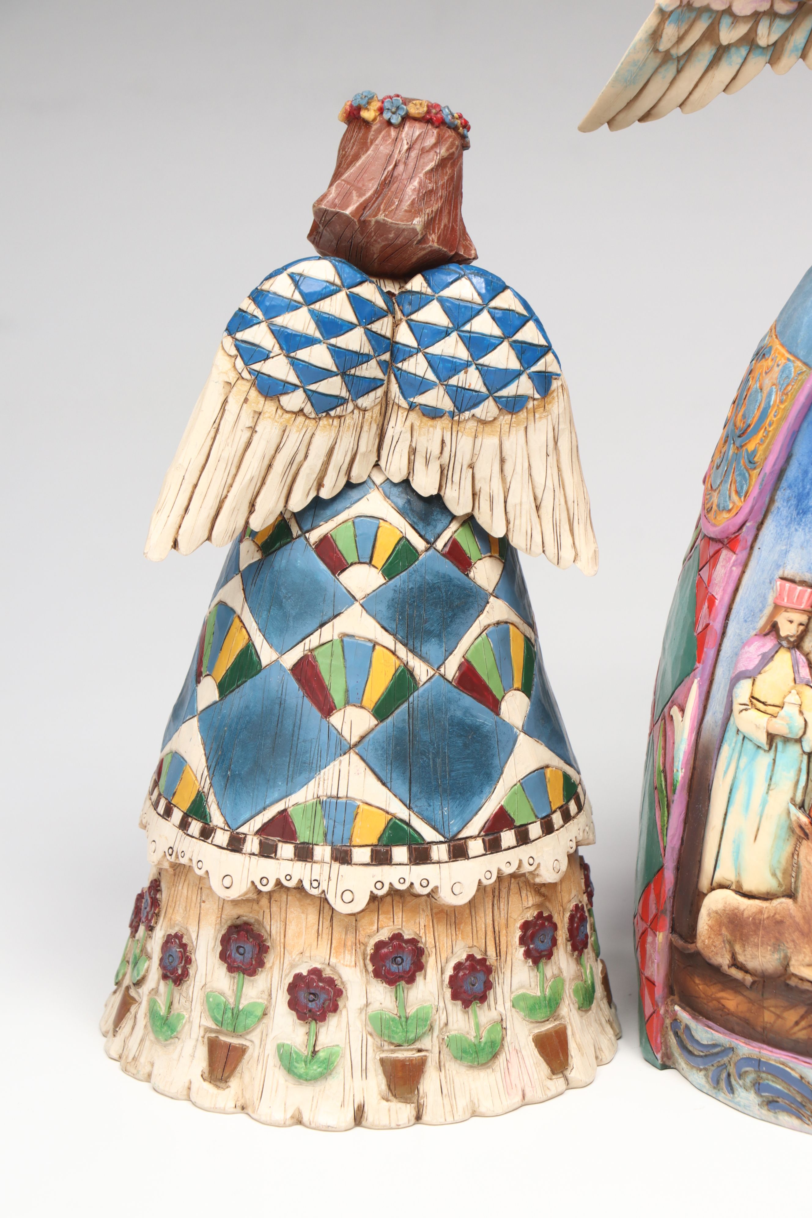 Jim Shore Resin Angel Figurines with Christopher Radko Glass Ornament