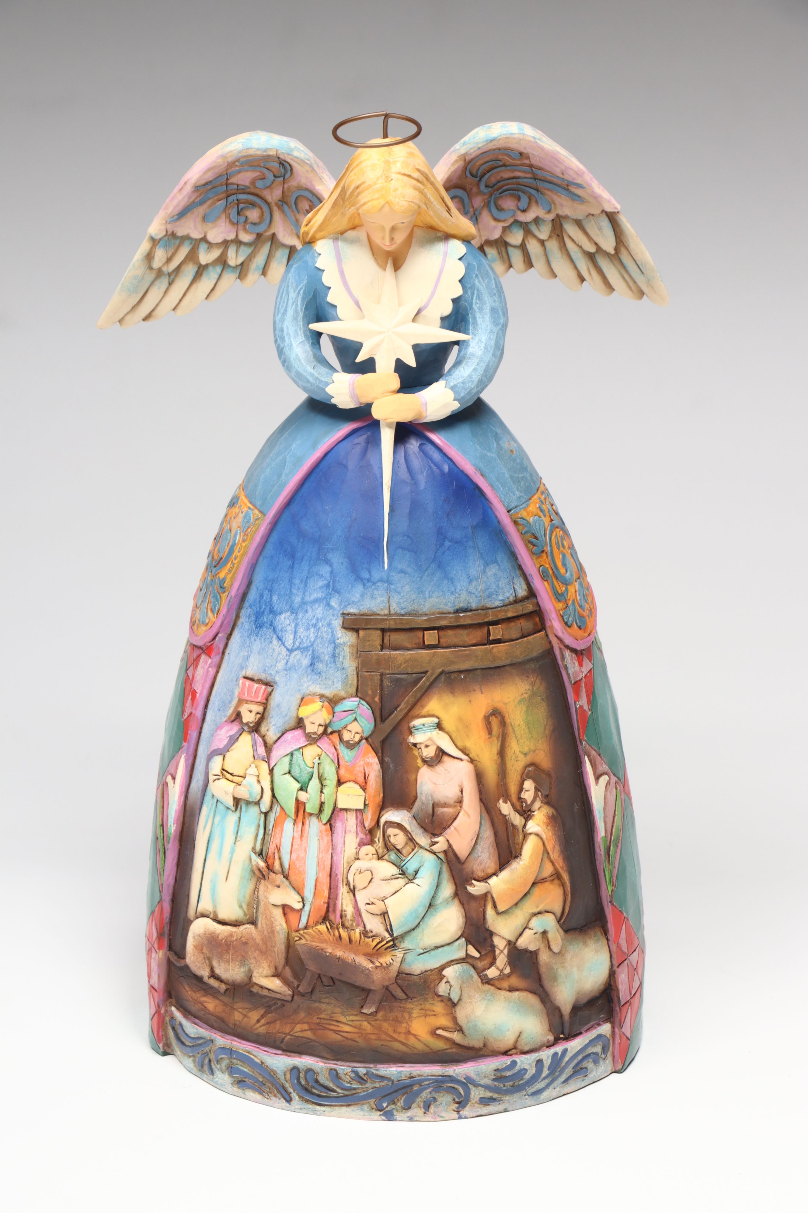 Jim Shore Resin Angel Figurines with Christopher Radko Glass Ornament