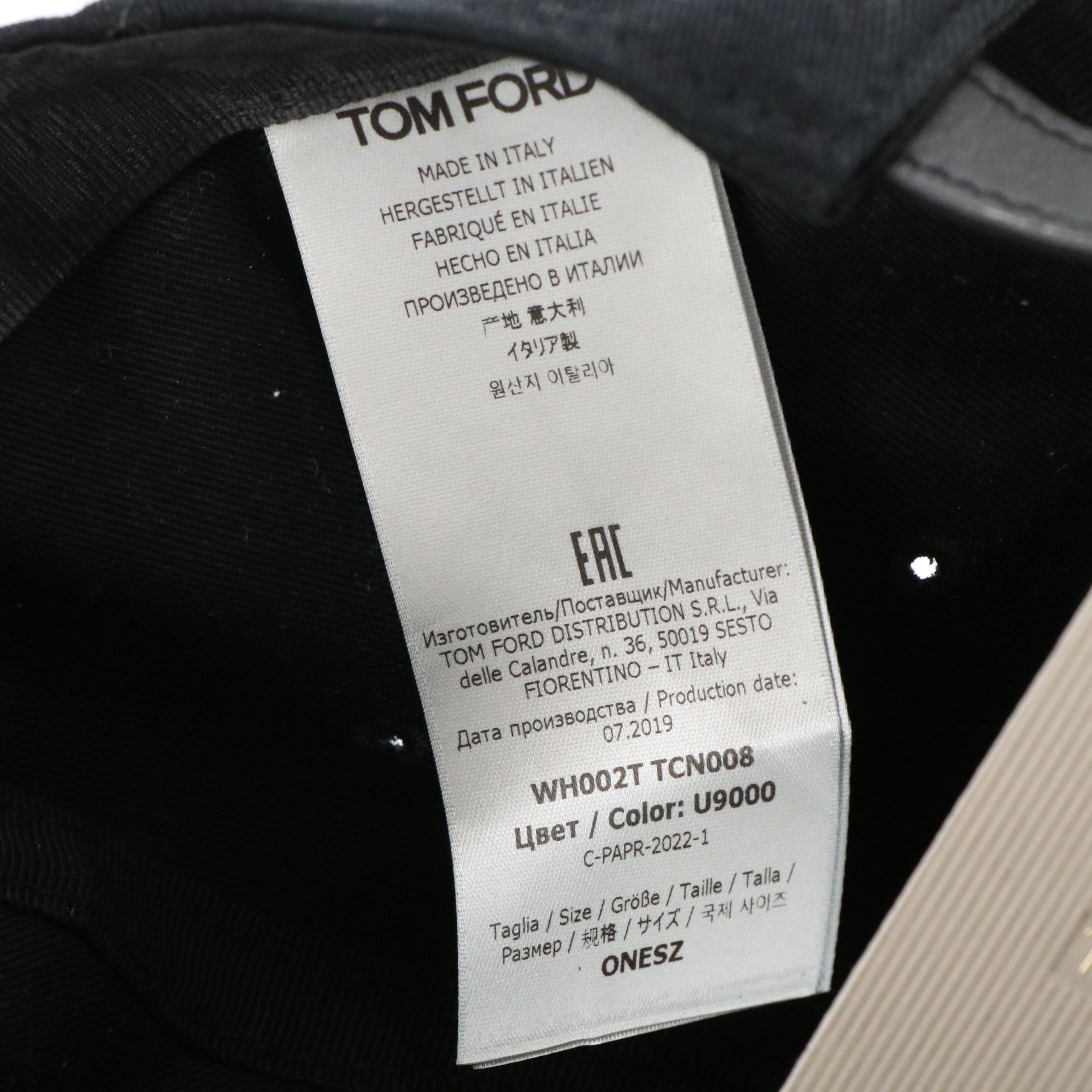 Tom Ford Logo Baseball Cap in Black Cotton