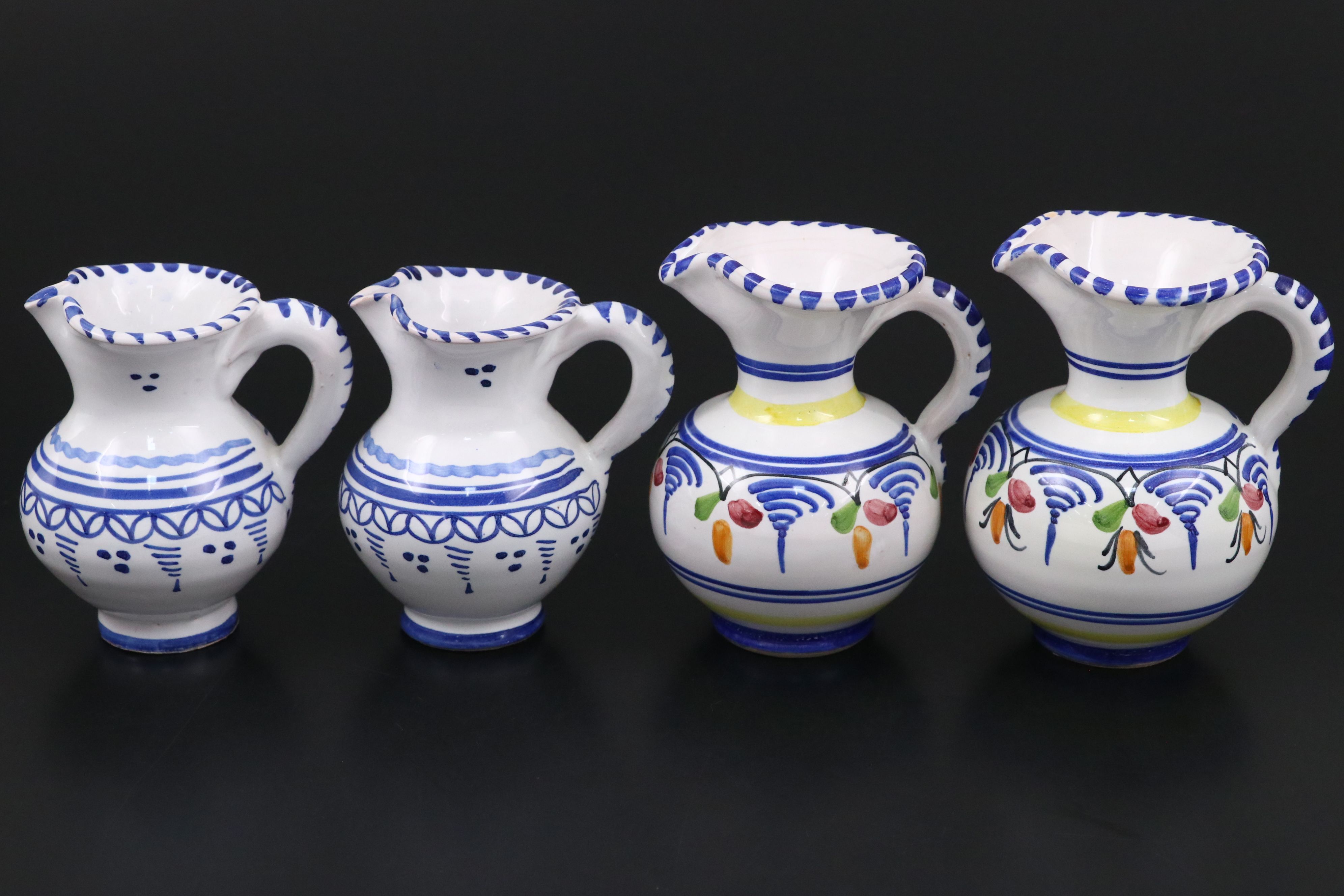 Spanish Talavera Hand-Painted Folk Art Dinner Bells with Jugs and Baskets