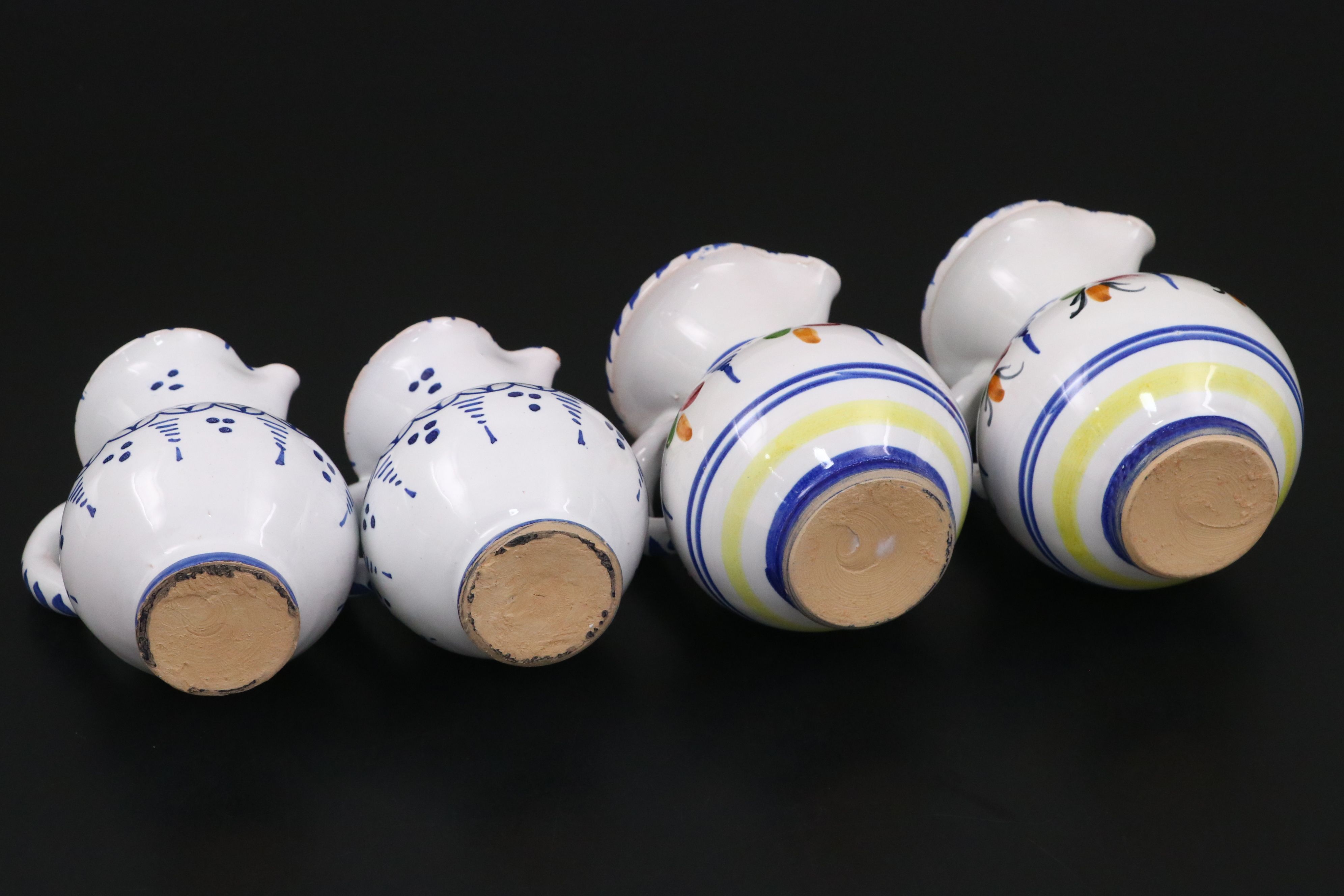 Spanish Talavera Hand-Painted Folk Art Dinner Bells with Jugs and Baskets