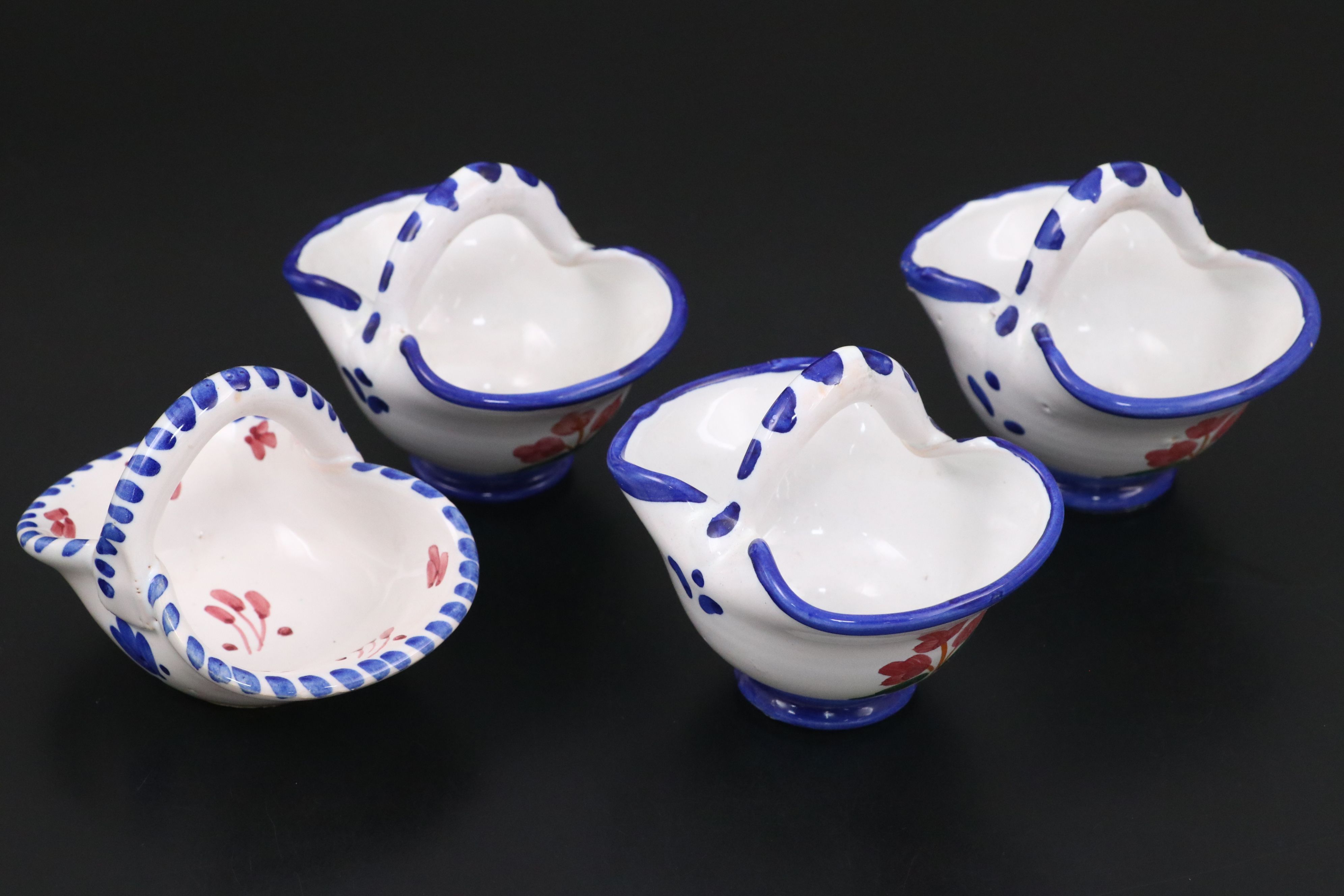 Spanish Talavera Hand-Painted Folk Art Dinner Bells with Jugs and Baskets