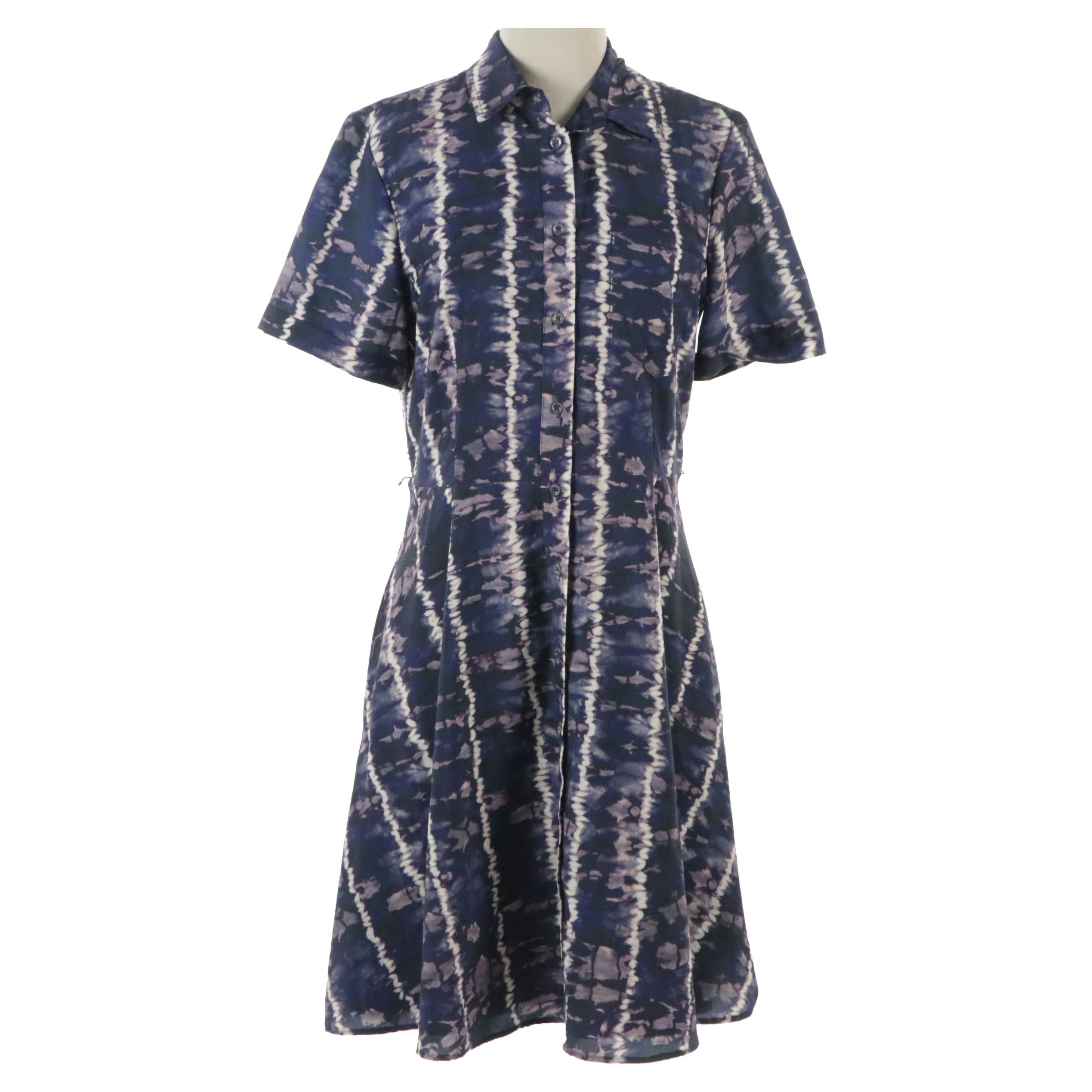 Altuzarra Tie-Dye Print Short Sleeve Button-Front Shirt Dress