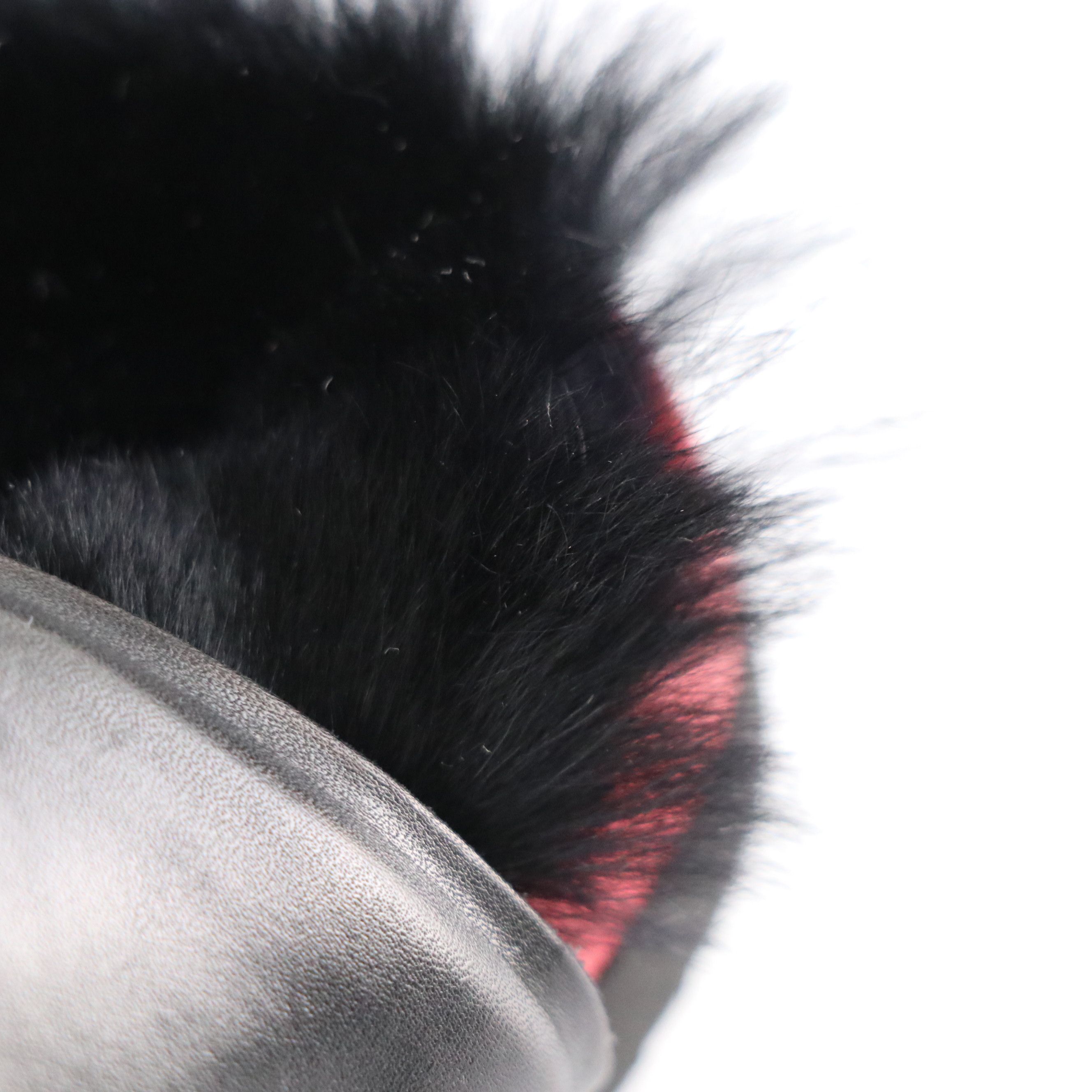 Celine Leather Cross Strap and Fur Sandals in Black/Red