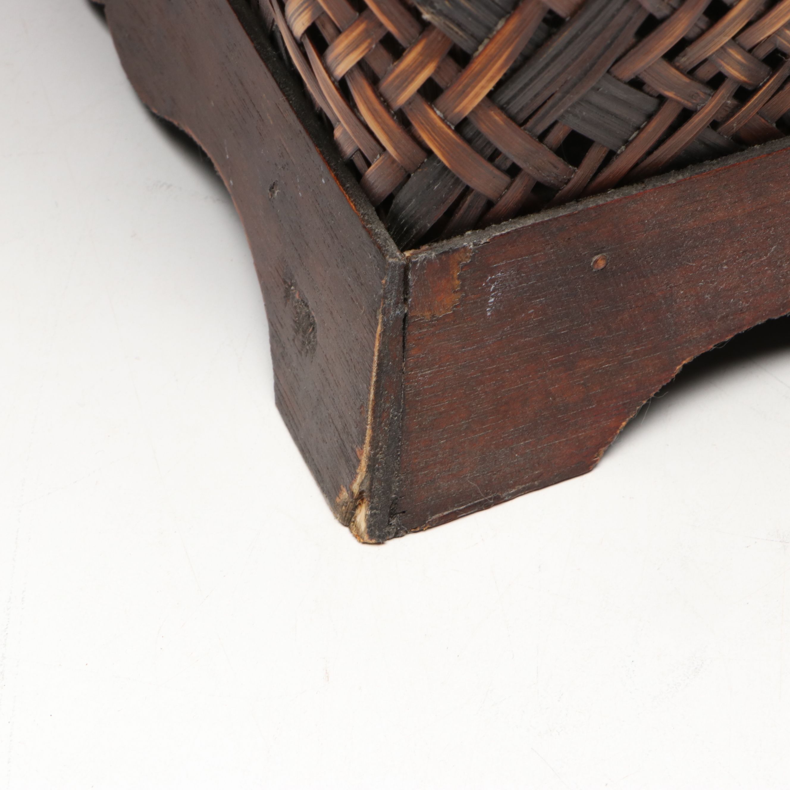 Chinese Handwoven Rattan and Bamboo Lidded Basket