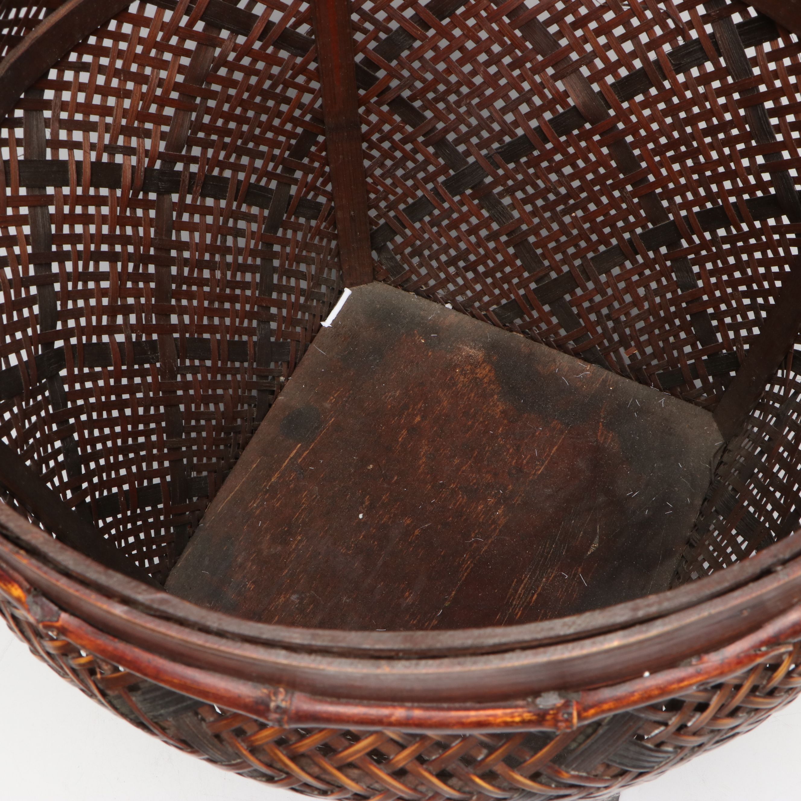 Chinese Handwoven Rattan and Bamboo Lidded Basket