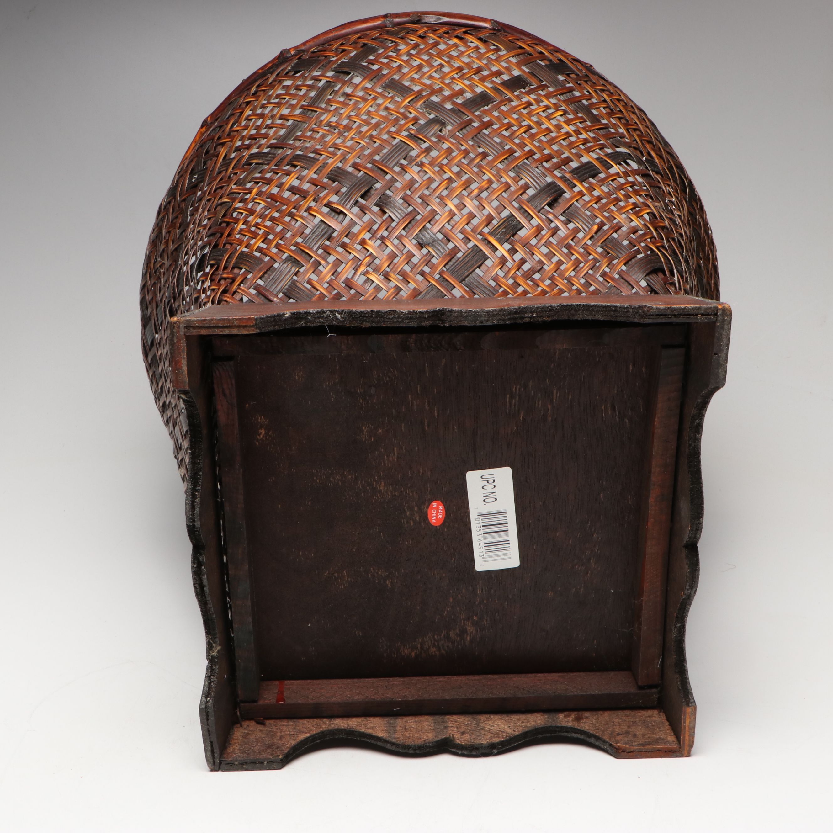 Chinese Handwoven Rattan and Bamboo Lidded Basket