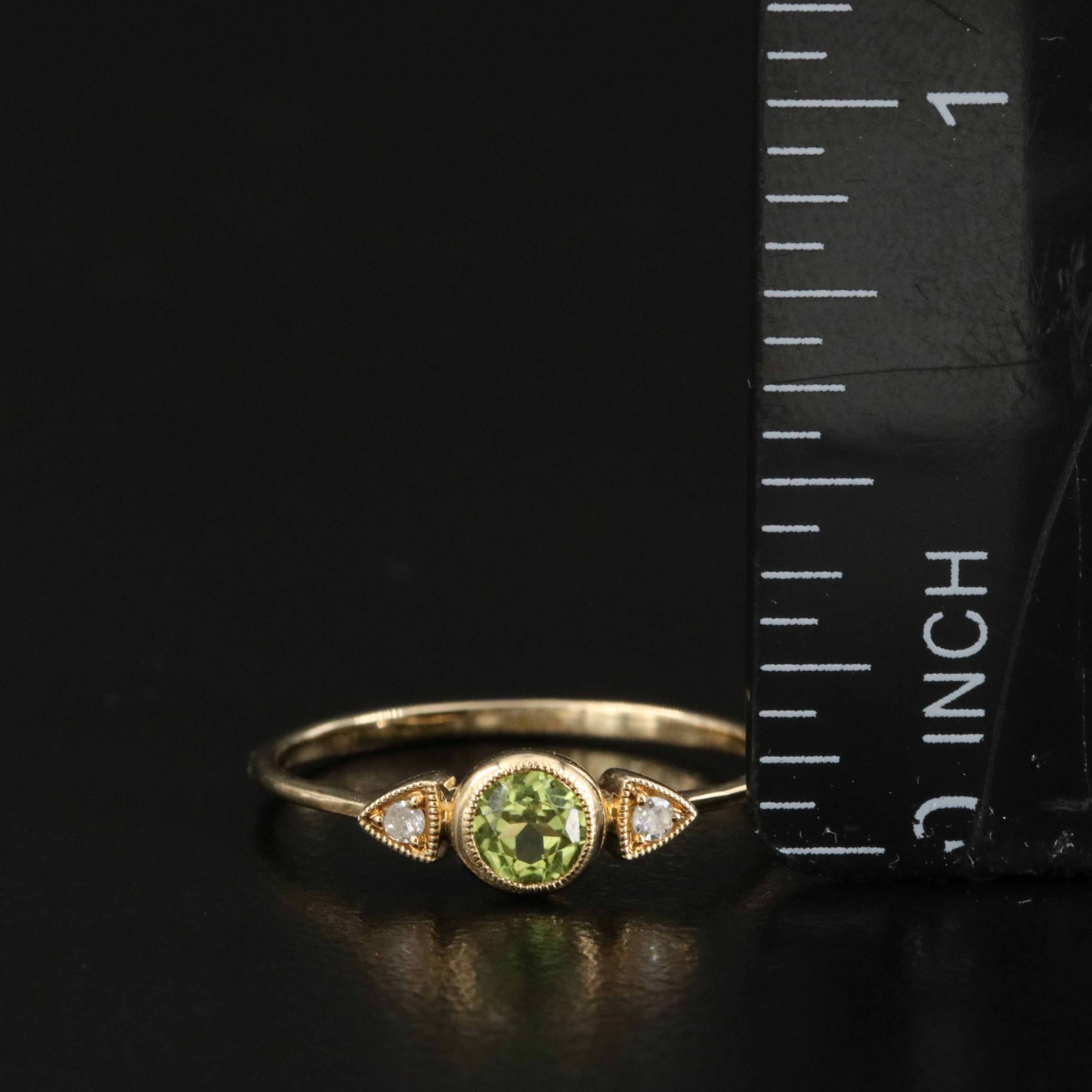 10K Peridot and Diamond Ring