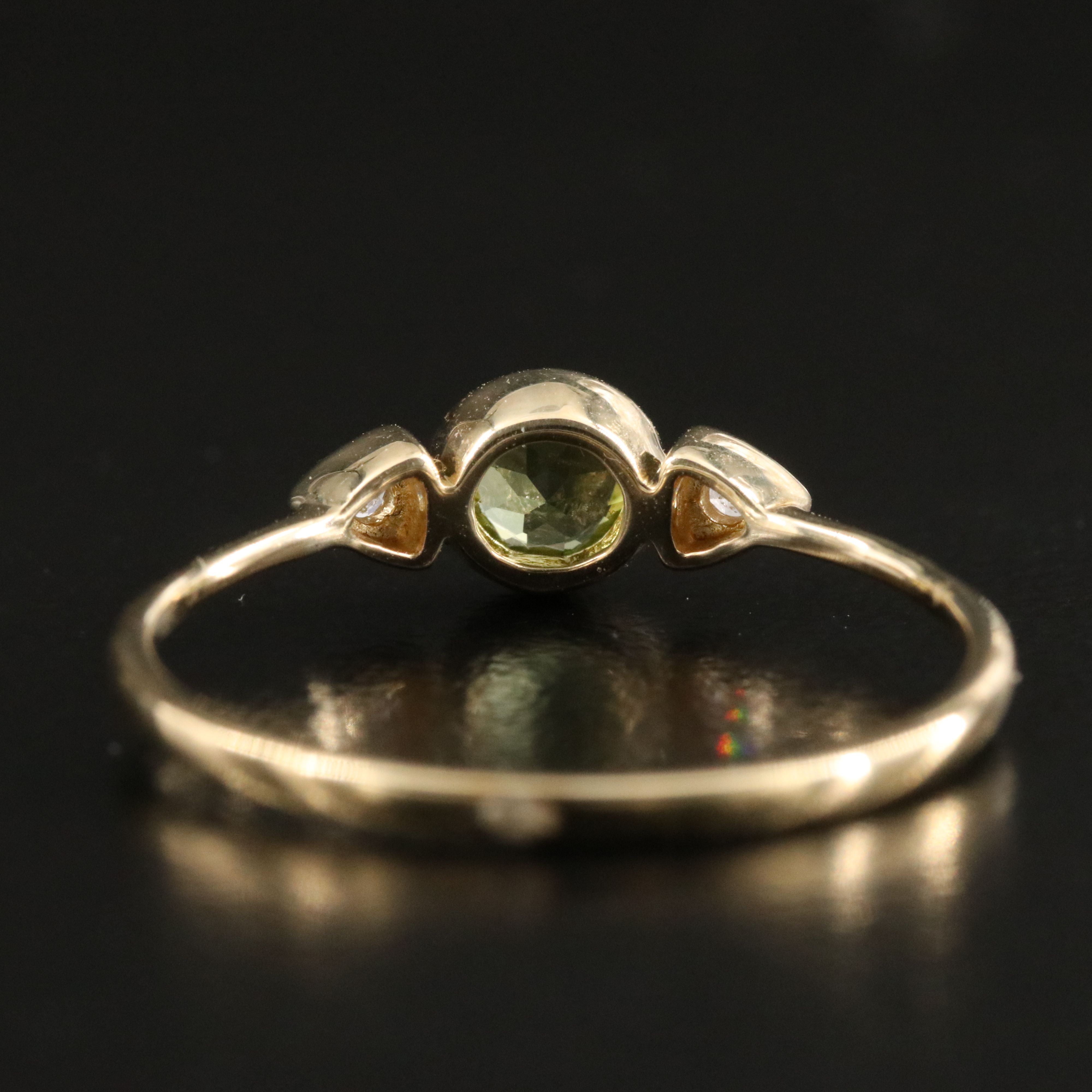 10K Peridot and Diamond Ring