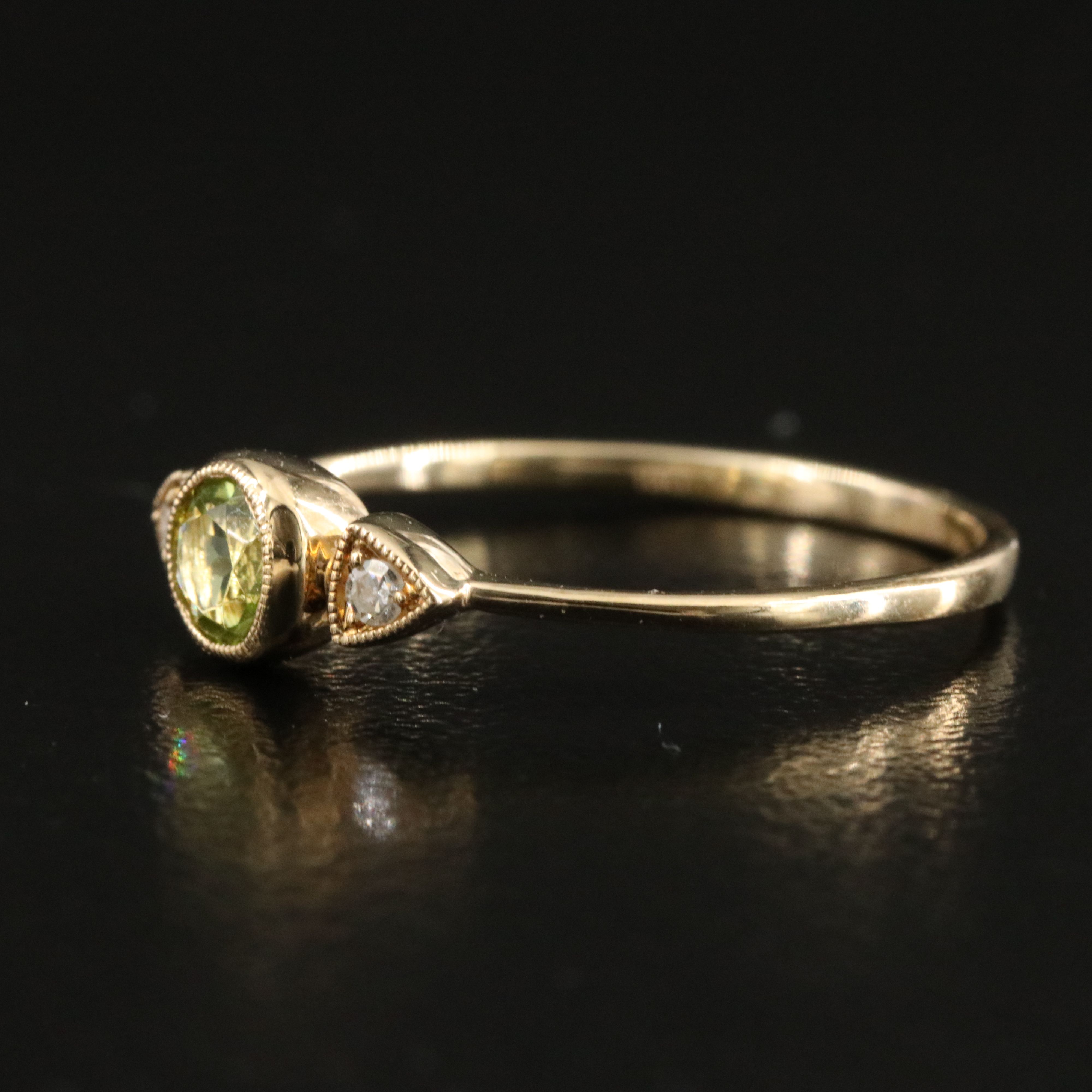 10K Peridot and Diamond Ring