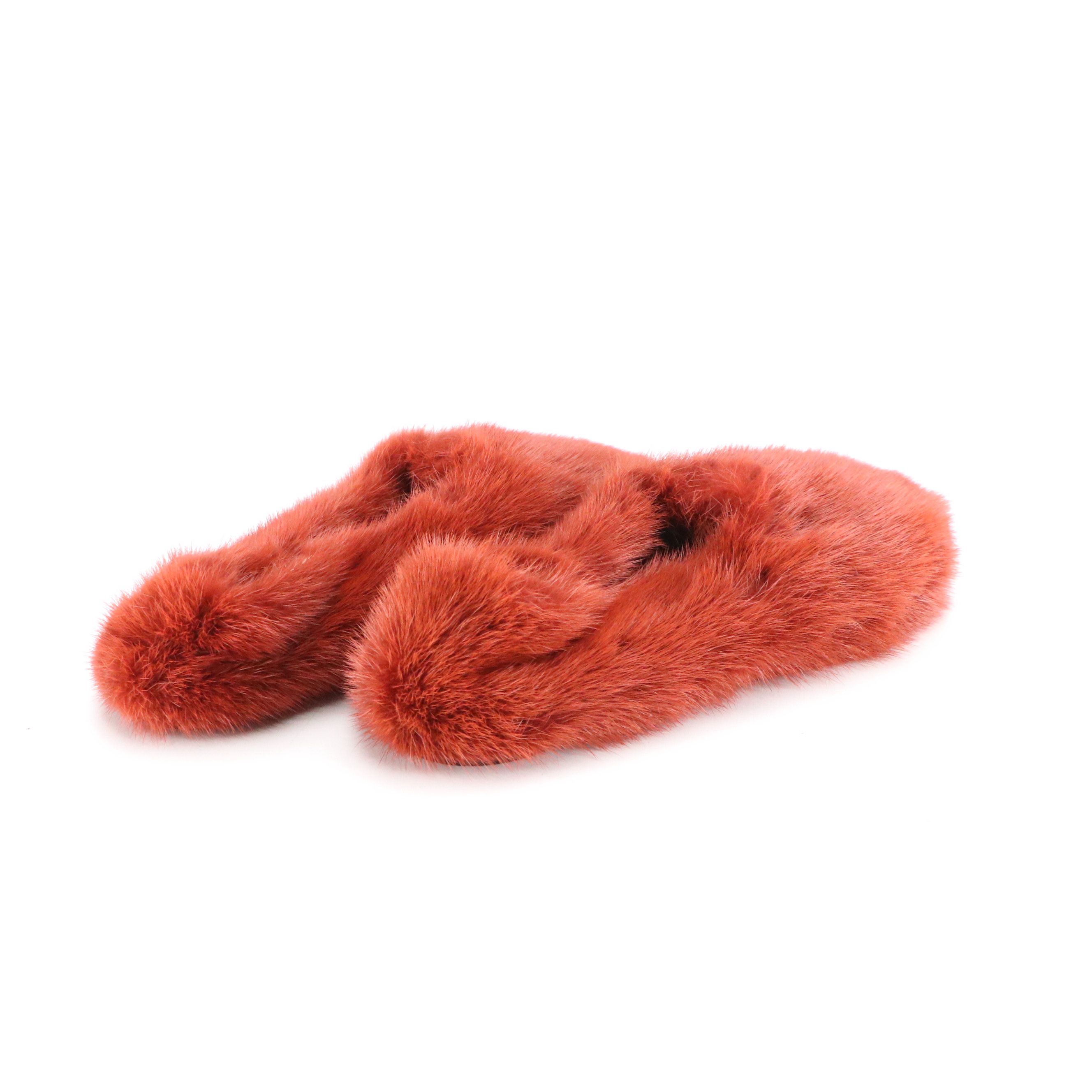 Celine Dyed Mink Fur Flats