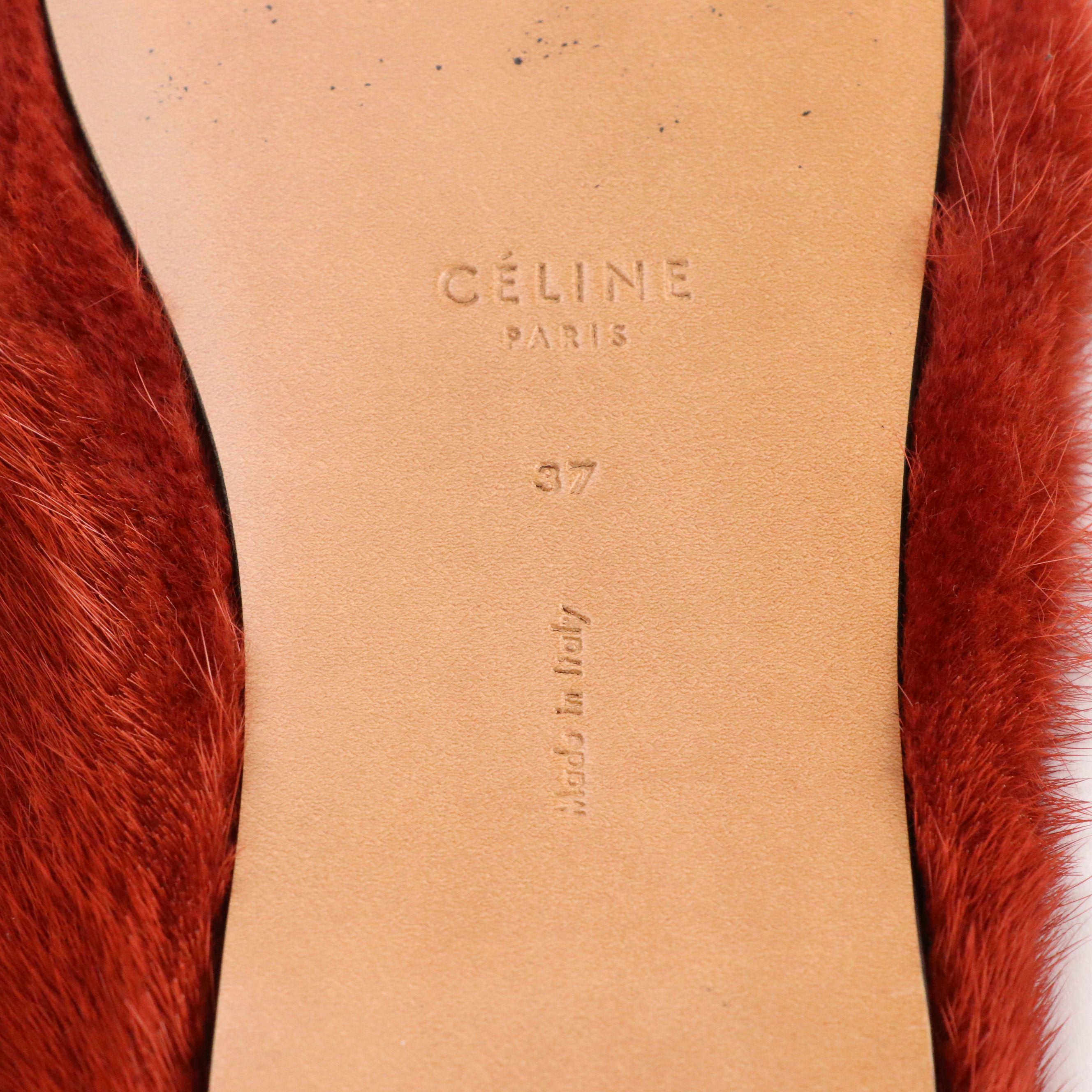 Celine Dyed Mink Fur Flats