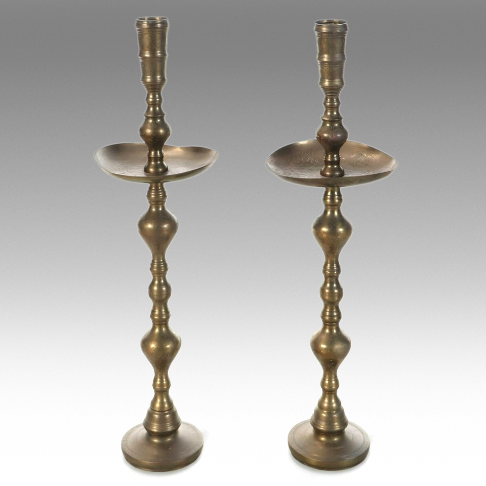 Moroccan Style Etched Brass Candle Holders