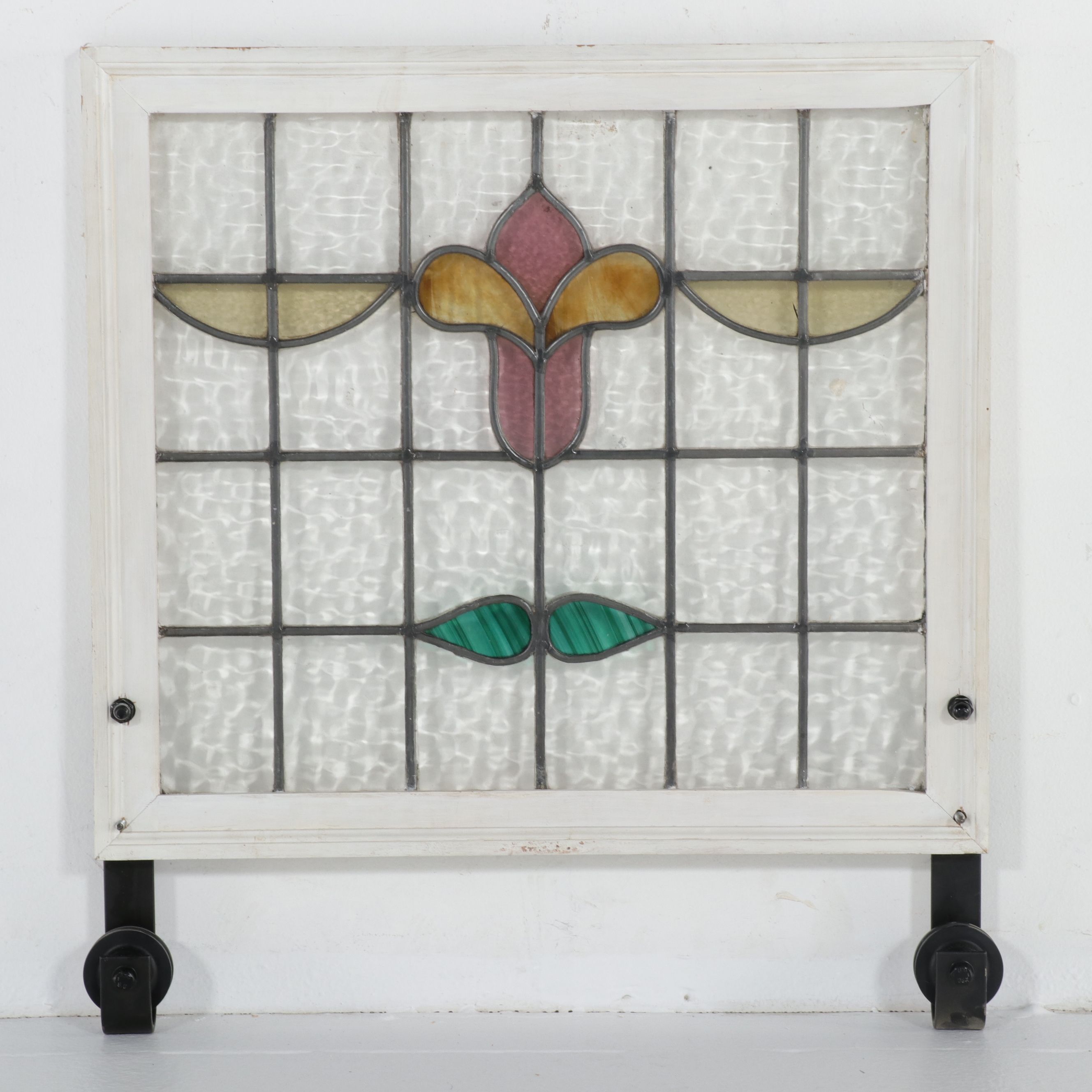 Stained Glass Jack-in-the-Pulpit Window Pane with Rollers