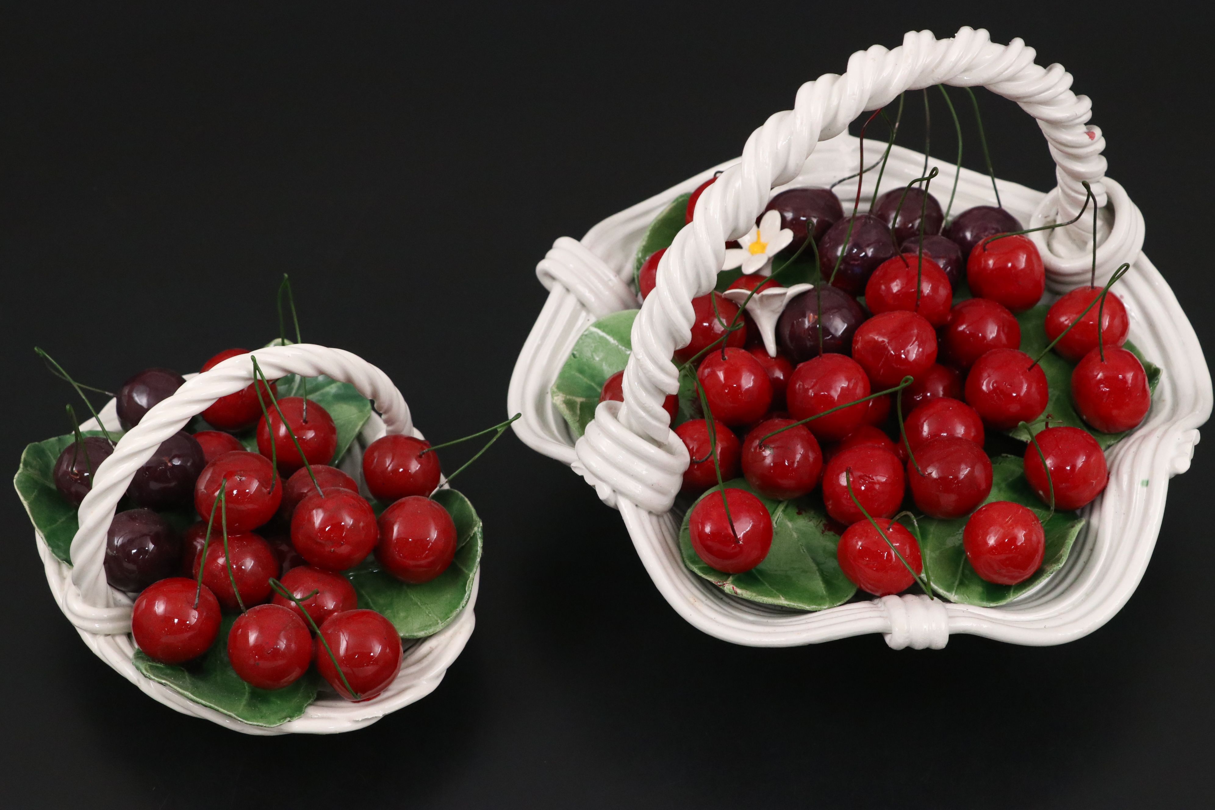 Italian Capodimonte Porcelain Fruit Baskets