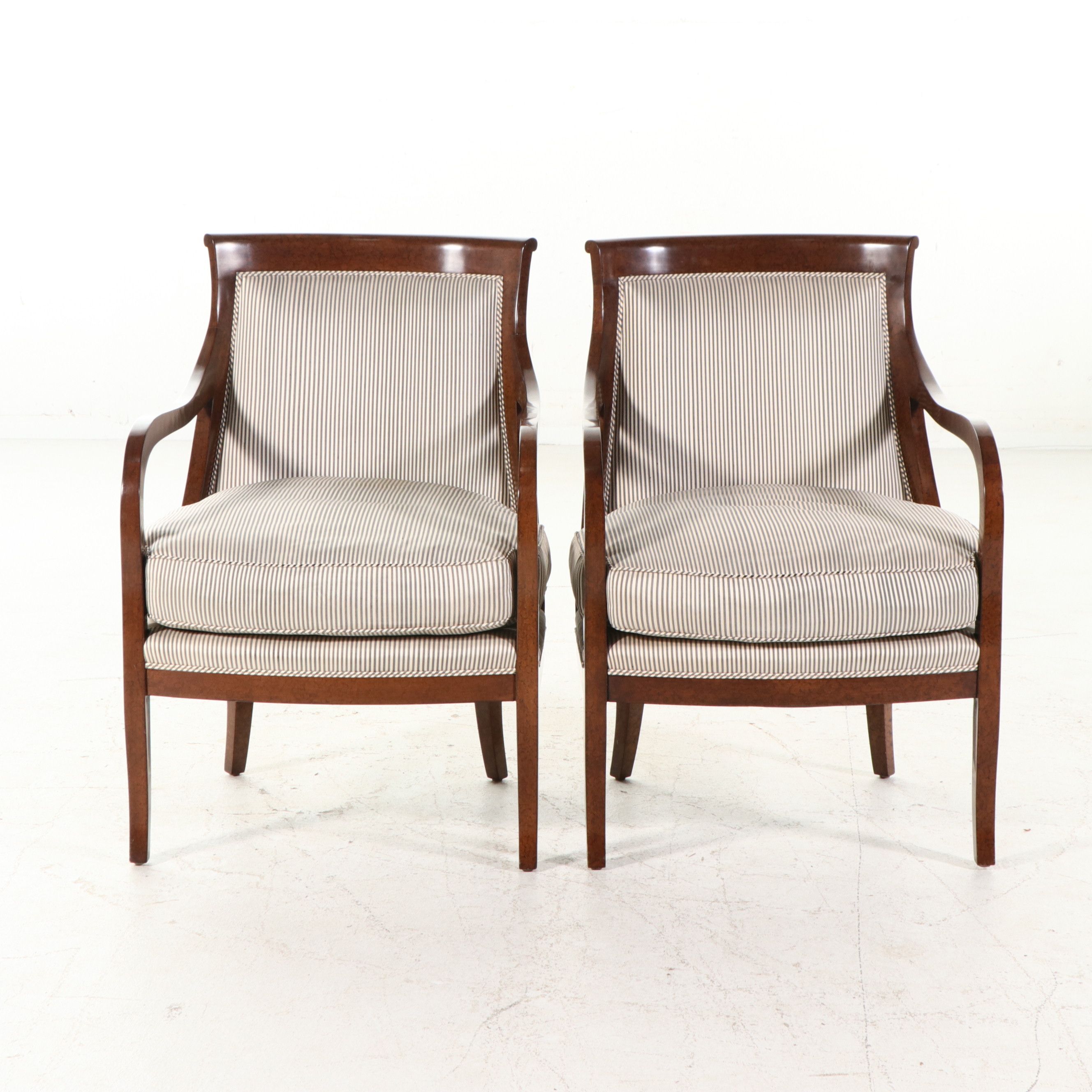 Pair of Neoclassical Style Barrel-Back Armchairs, Late 20th Century