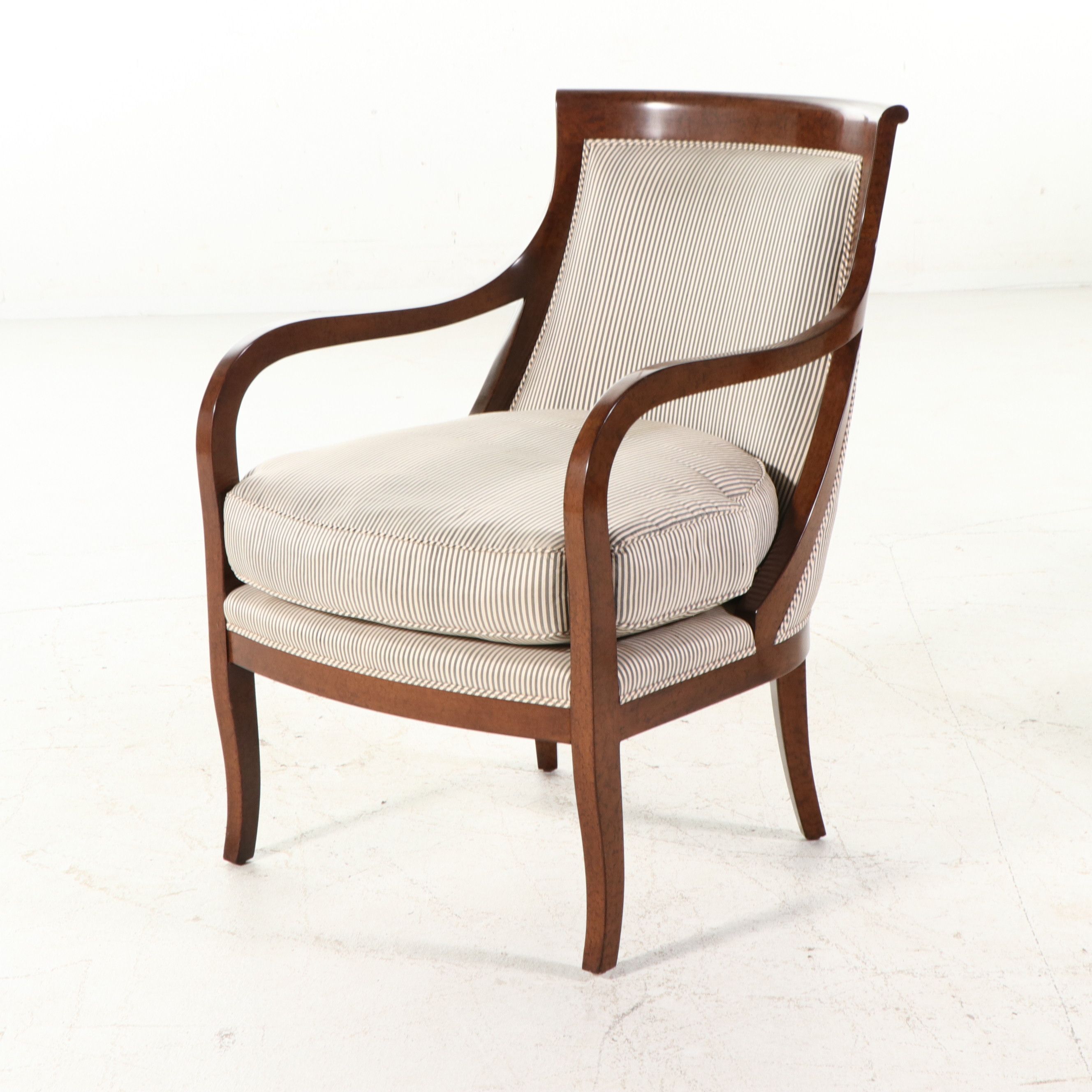 Pair of Neoclassical Style Barrel-Back Armchairs, Late 20th Century