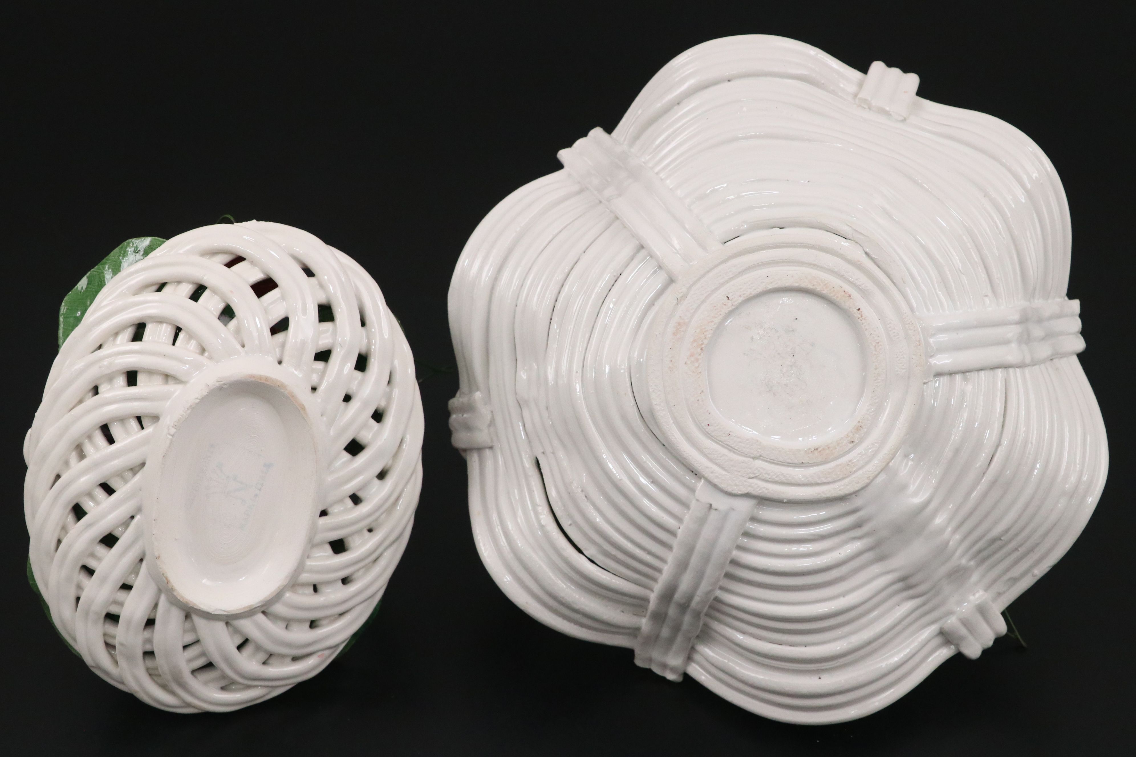 Italian Capodimonte Porcelain Fruit Baskets