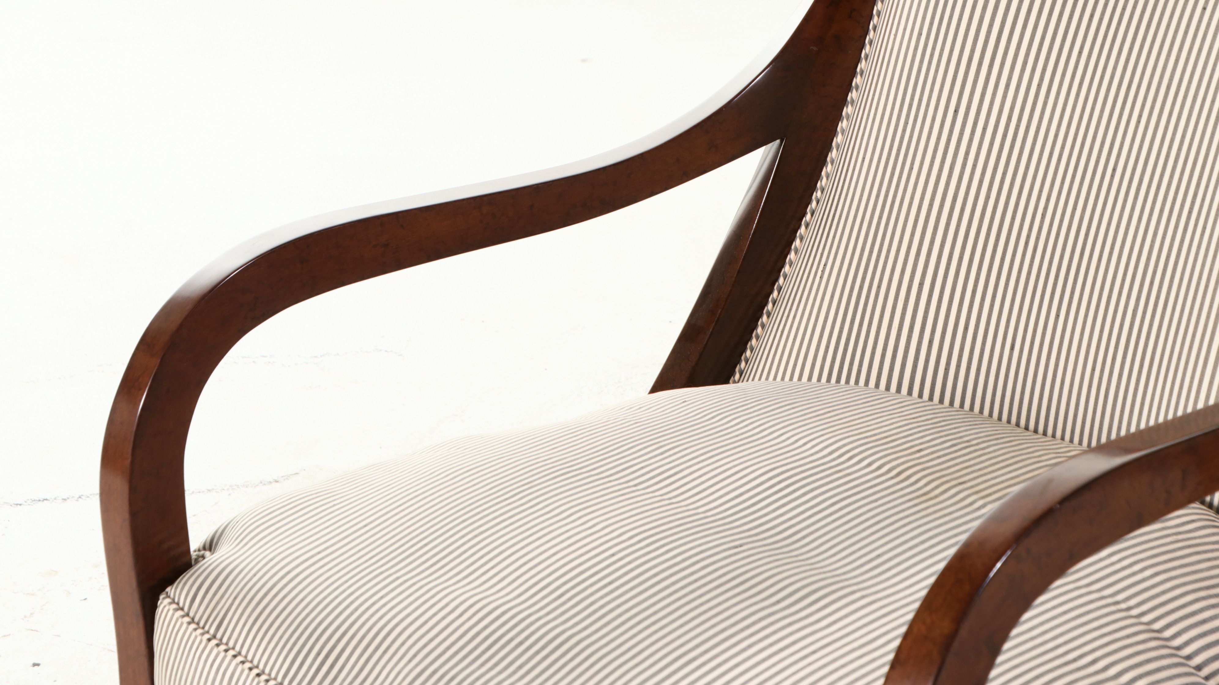 Pair of Neoclassical Style Barrel-Back Armchairs, Late 20th Century