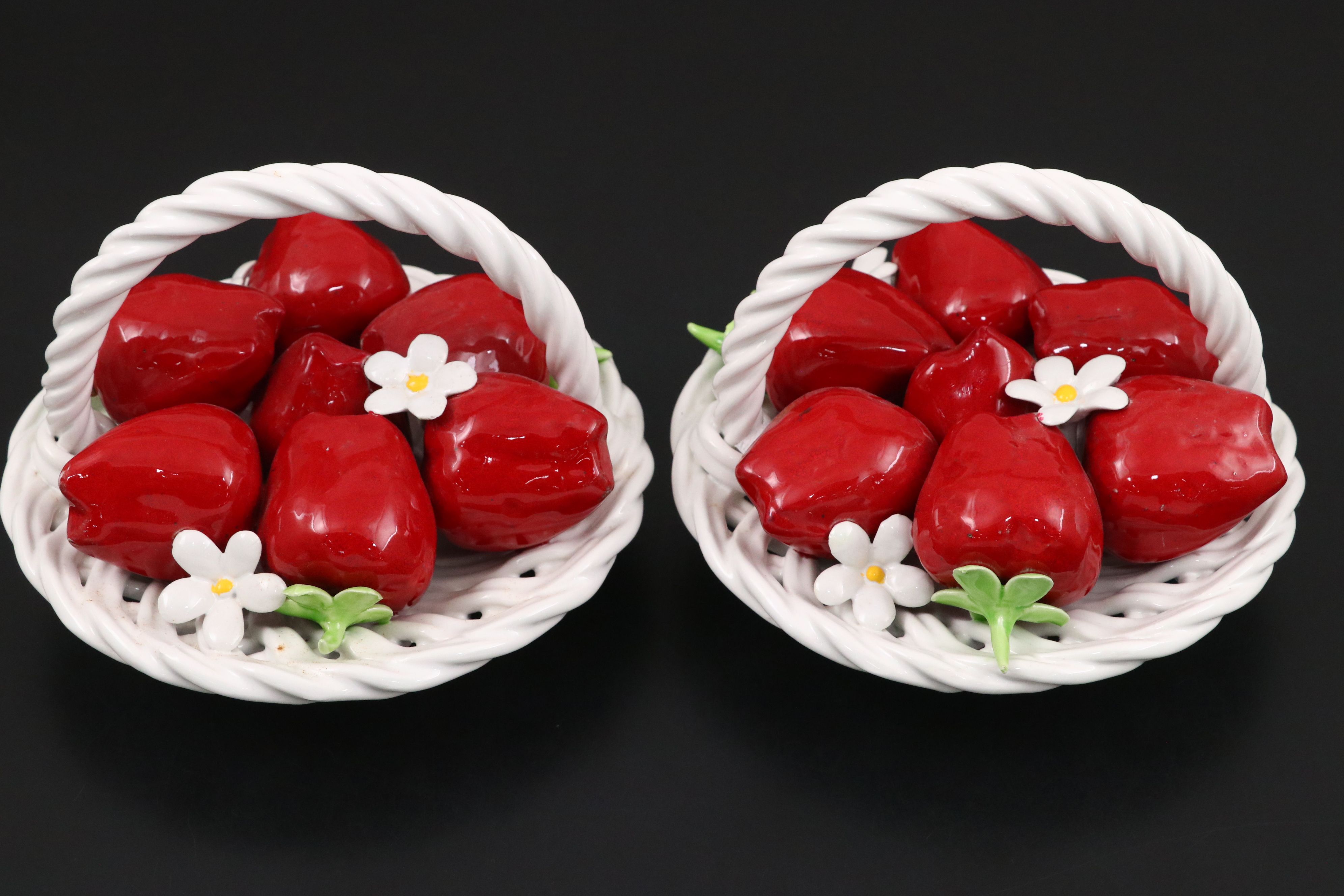 Italian Capodimonte Porcelain Fruit Baskets