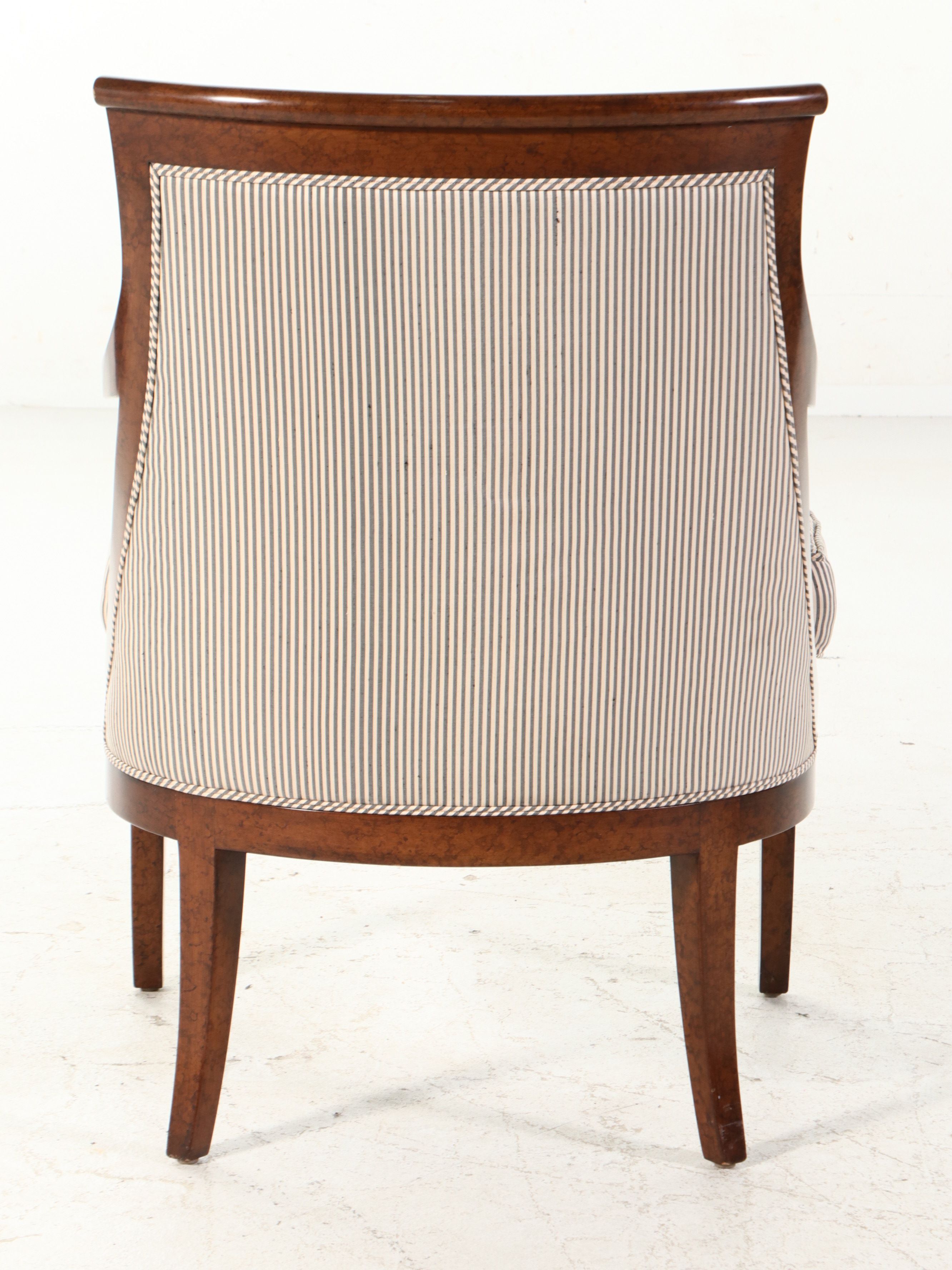 Pair of Neoclassical Style Barrel-Back Armchairs, Late 20th Century