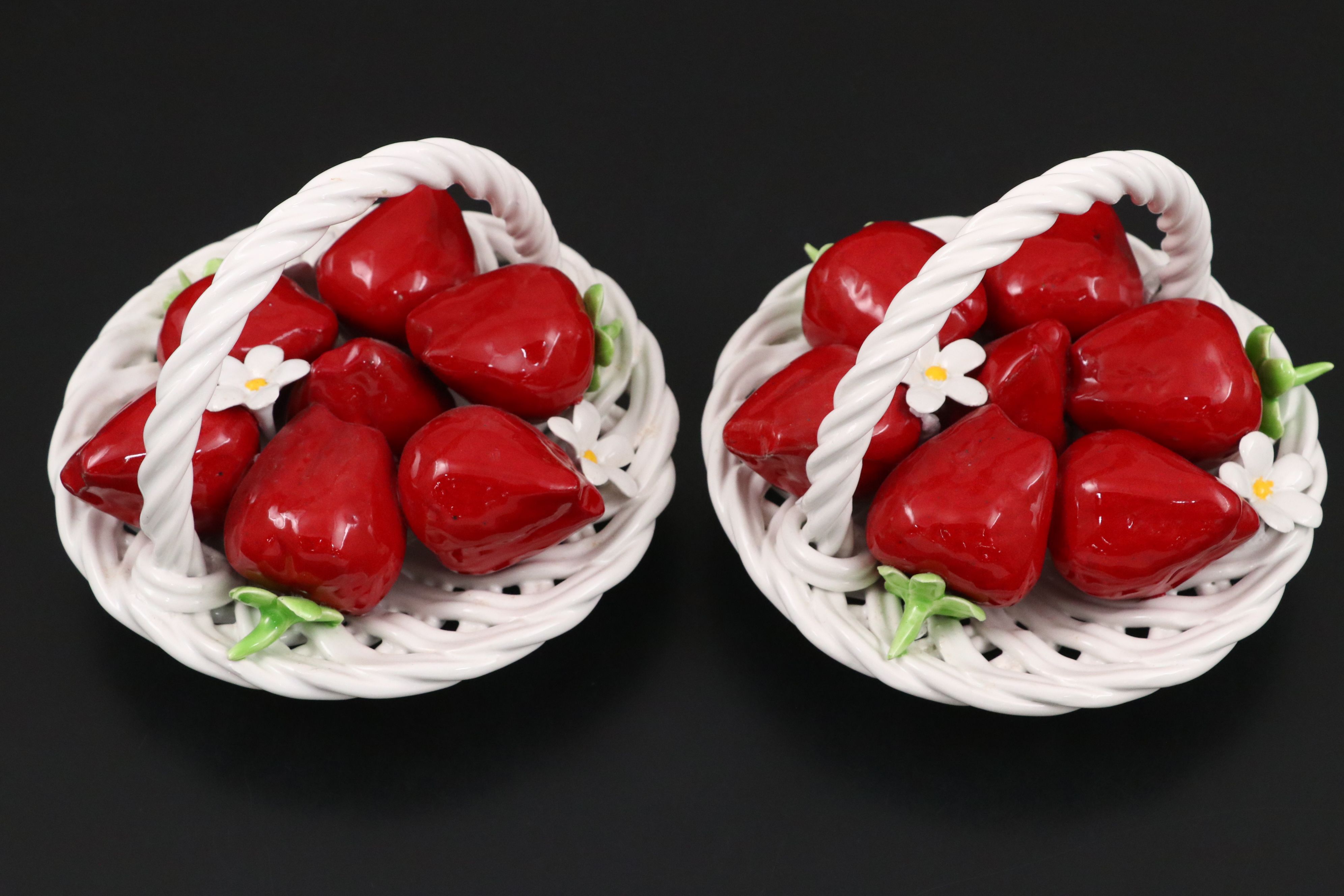 Italian Capodimonte Porcelain Fruit Baskets