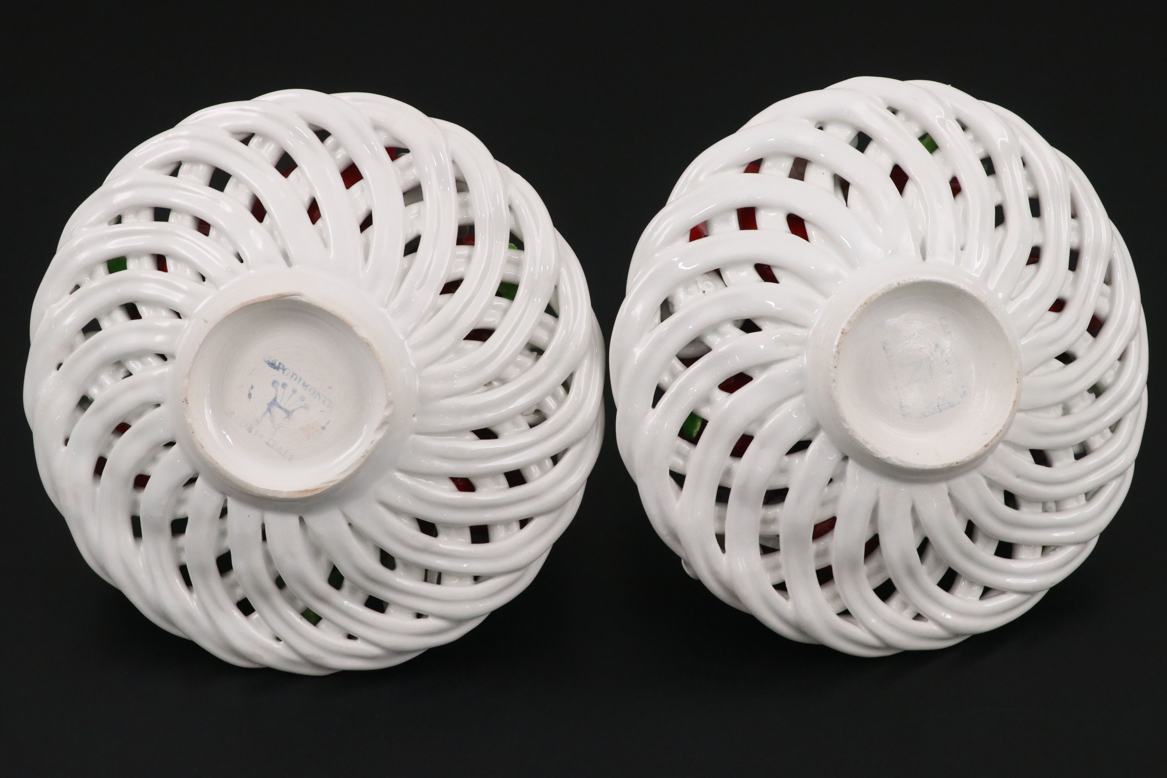 Italian Capodimonte Porcelain Fruit Baskets