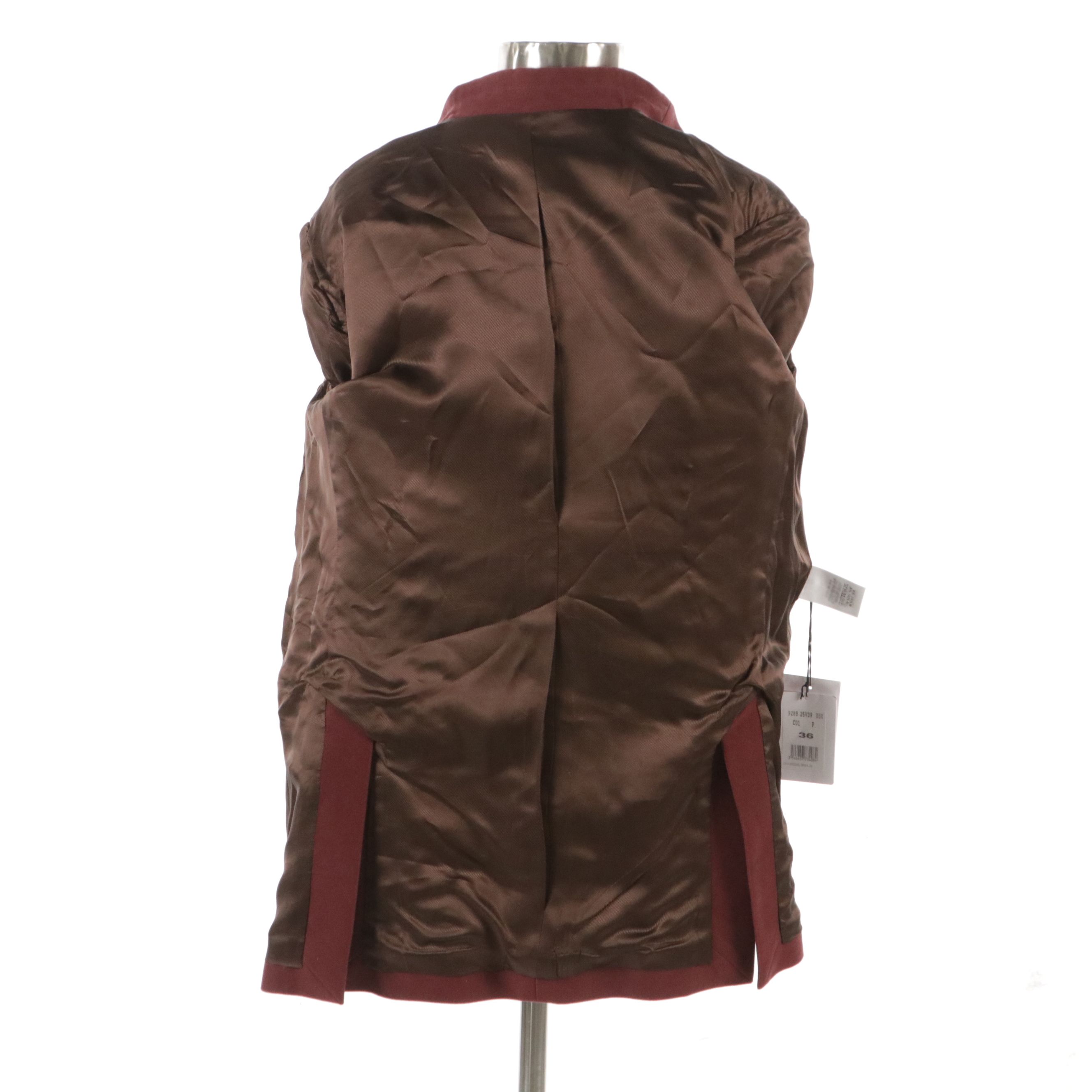 Céline Bordeaux Cotton Single-Button Blazer with Tags