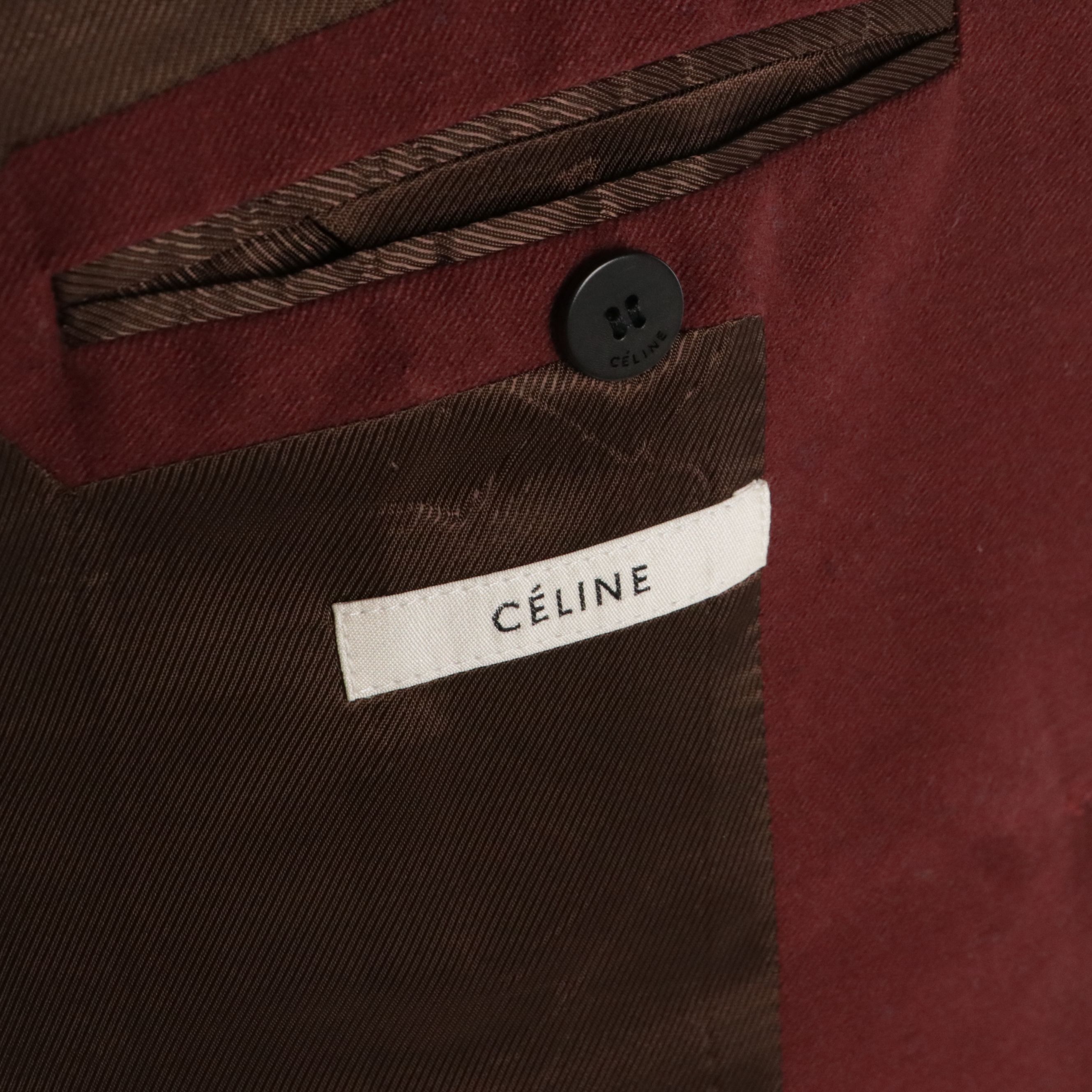 Céline Bordeaux Cotton Single-Button Blazer with Tags