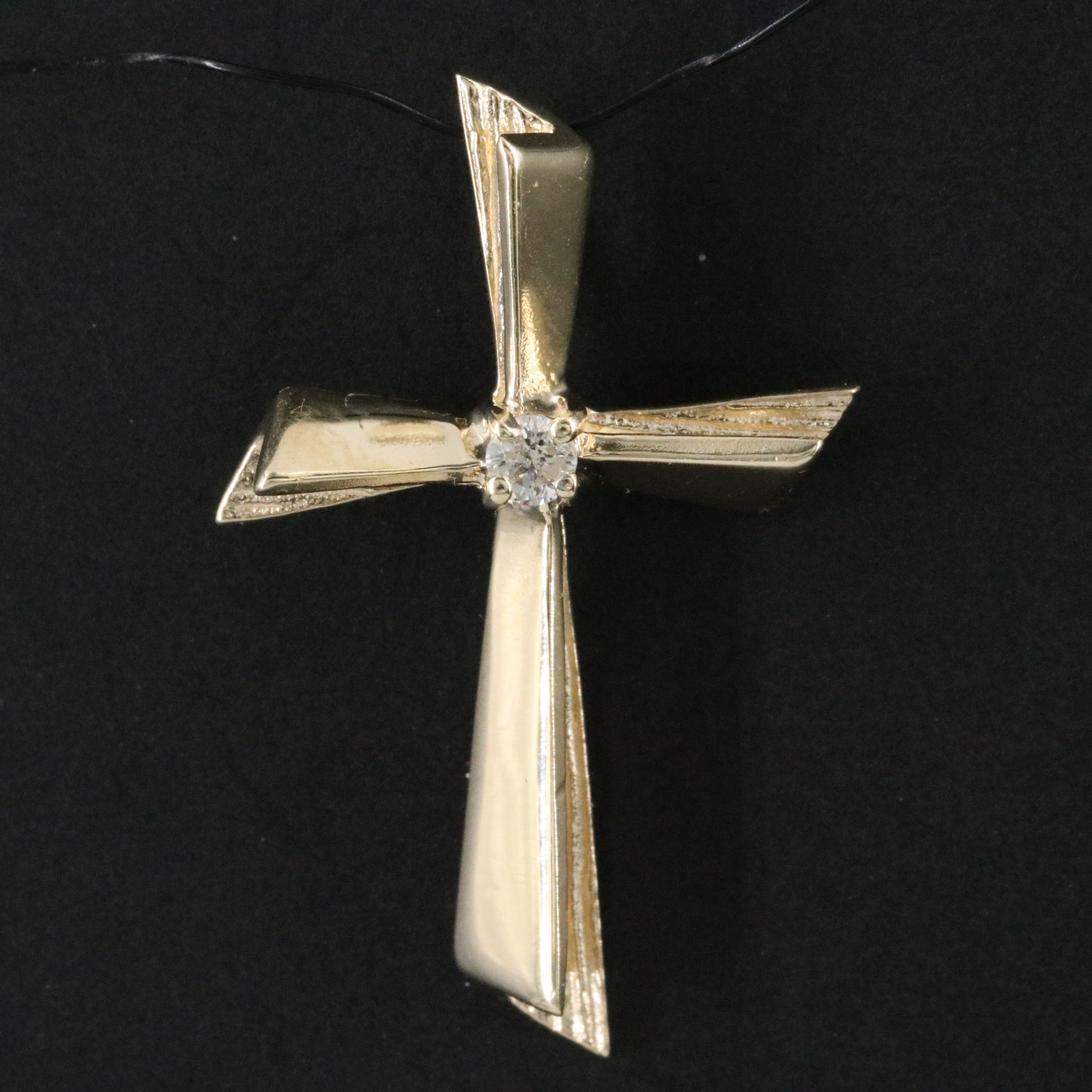 10K 0.04 CT Diamond Cross Pendant