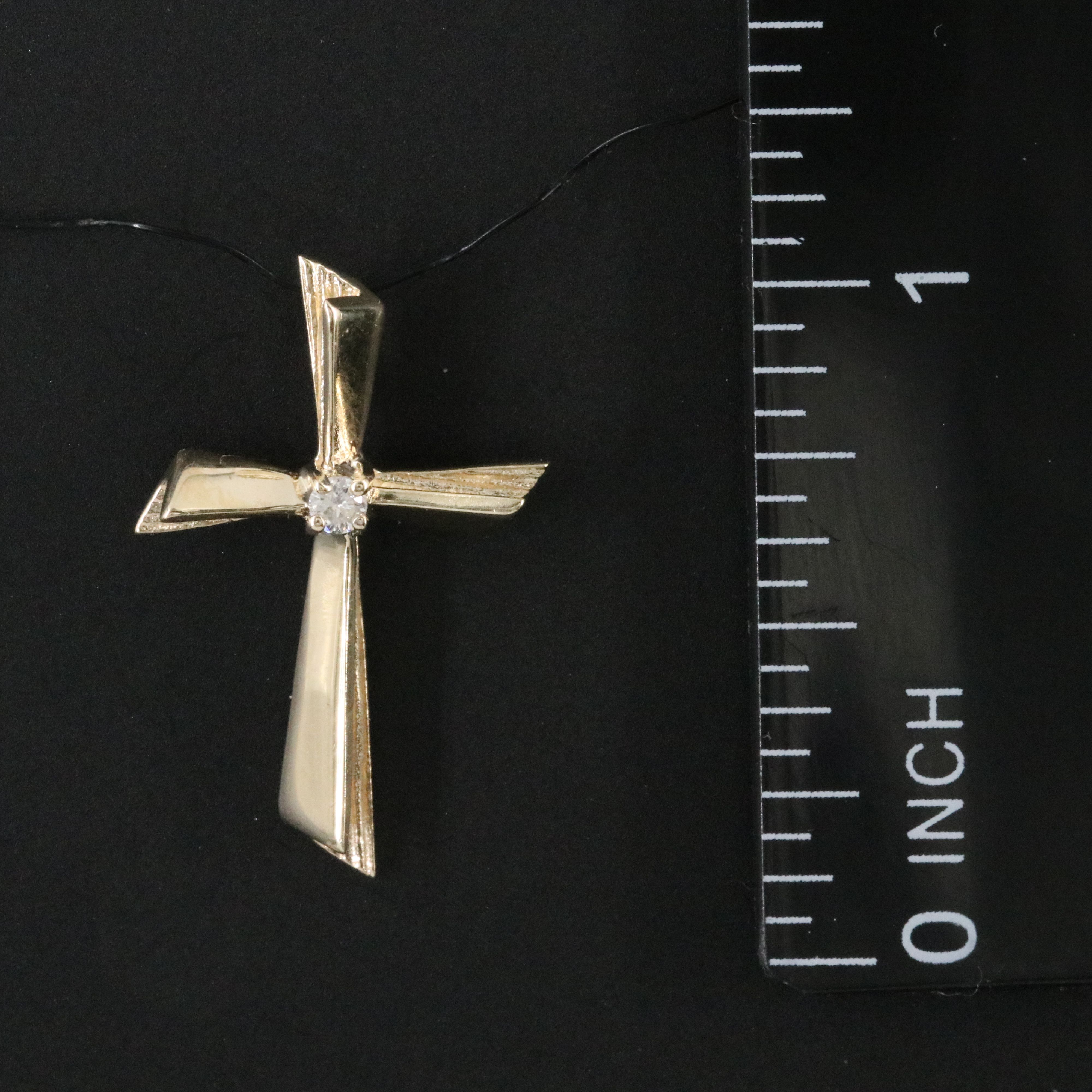 10K 0.04 CT Diamond Cross Pendant