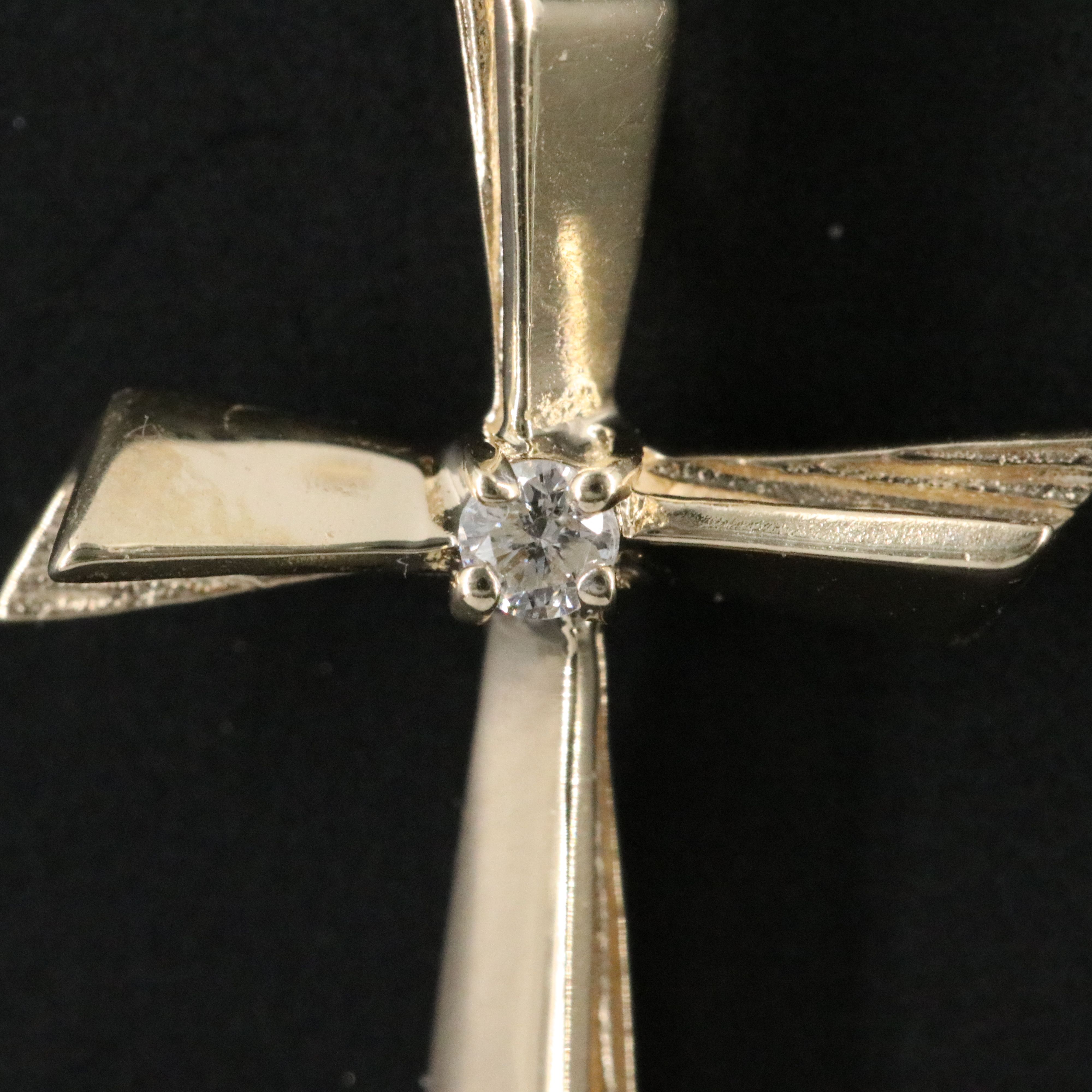 10K 0.04 CT Diamond Cross Pendant