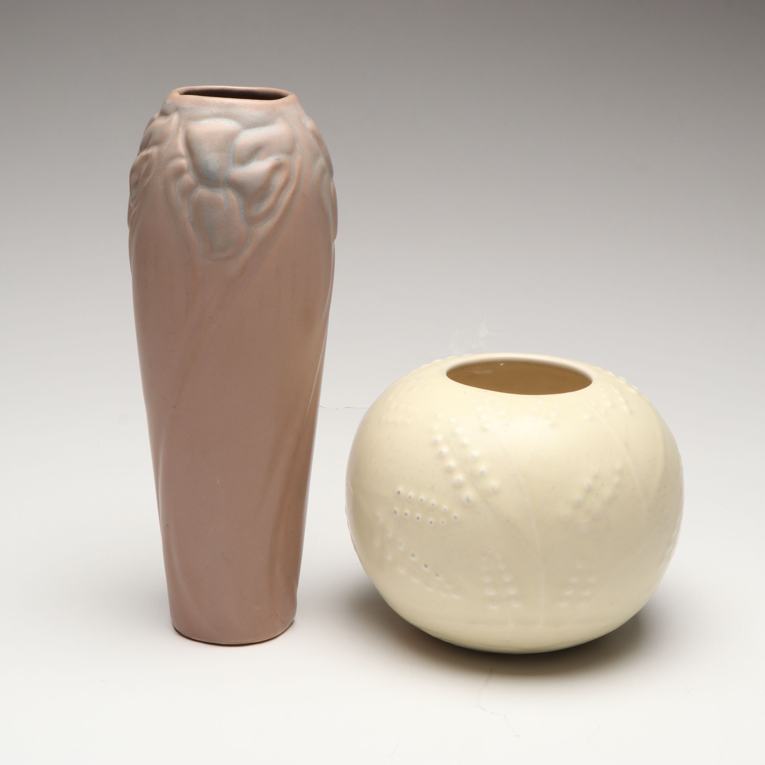 Rookwood Pottery Rose Bowl with Van Briggle Art Nouveau Vase