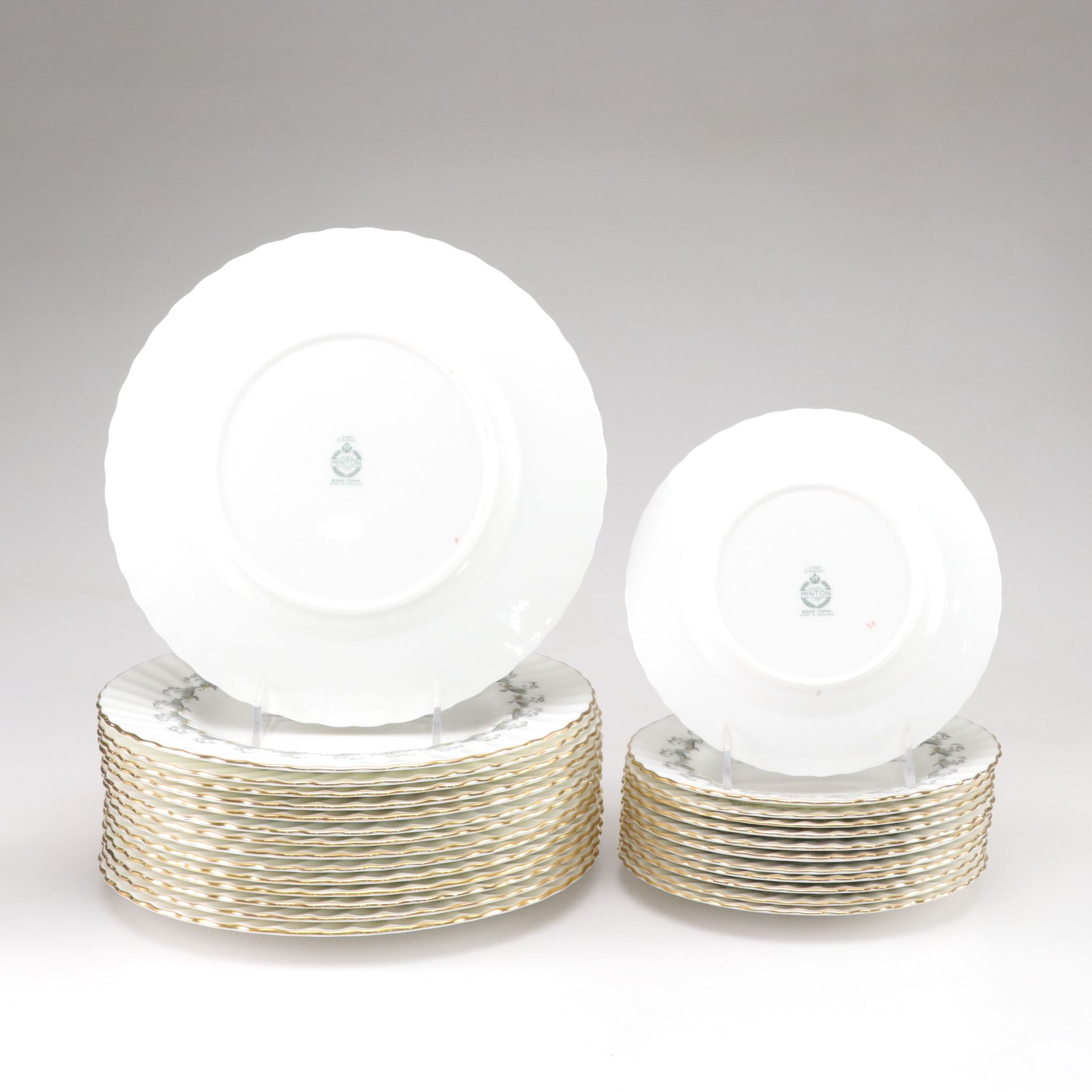 Minton "Ermine" Gilt Porcelain Dinnerware Set with Serving Dishes & More