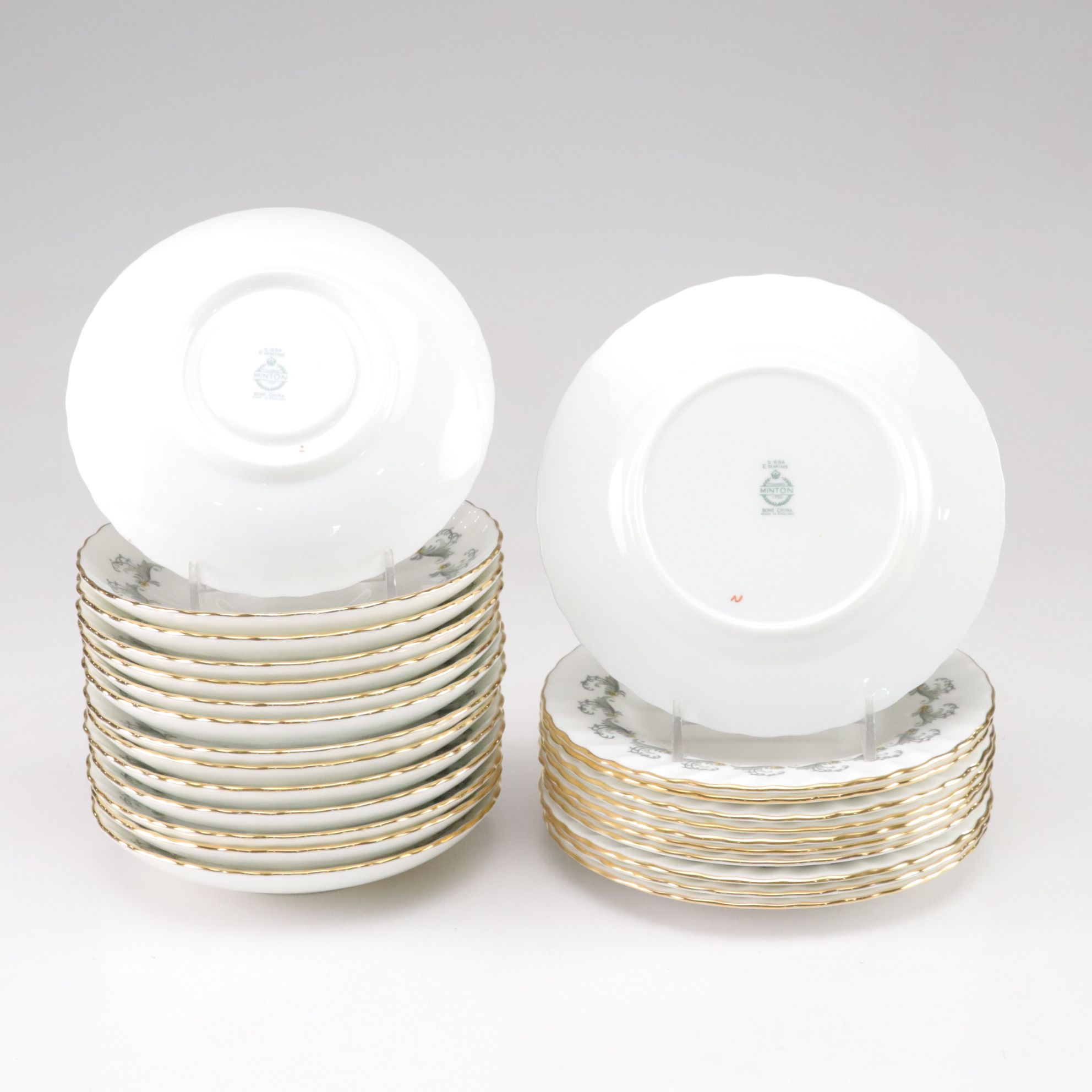 Minton "Ermine" Gilt Porcelain Dinnerware Set with Serving Dishes & More