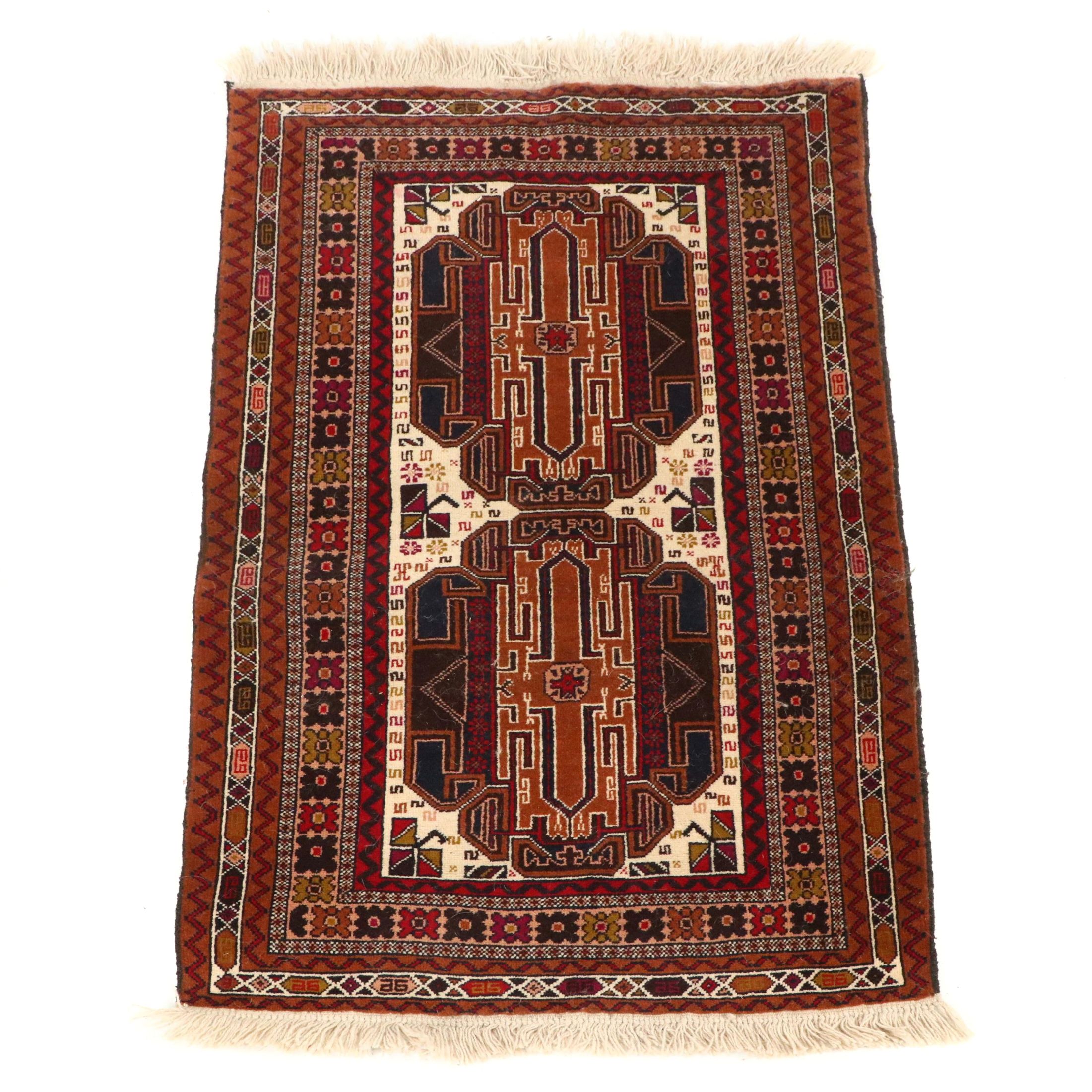 2'9 x 4'11 Hand-Knotted Afghan Baluch Accent Rug