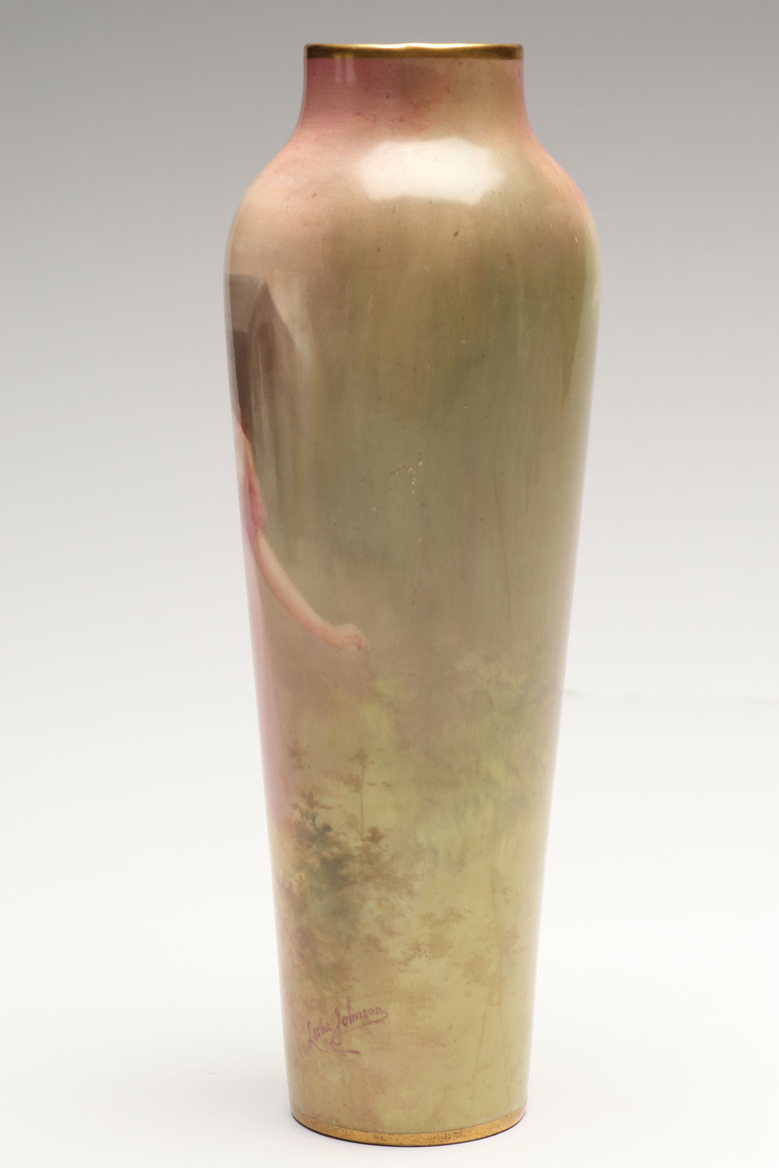 Leslie Johnson for Royal Doulton Hand-Painted Porcelain Vase, Early 20th C.