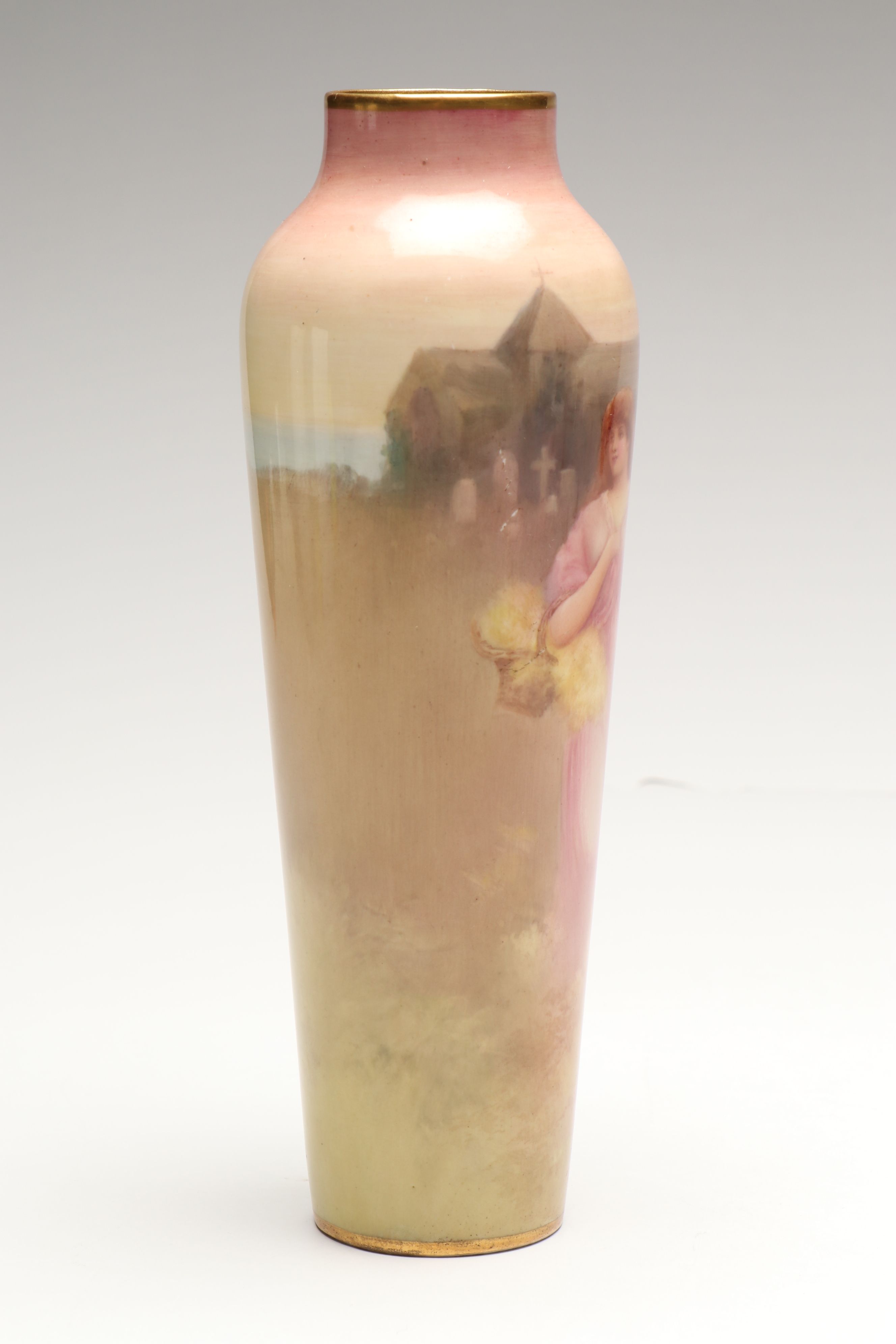 Leslie Johnson for Royal Doulton Hand-Painted Porcelain Vase, Early 20th C.