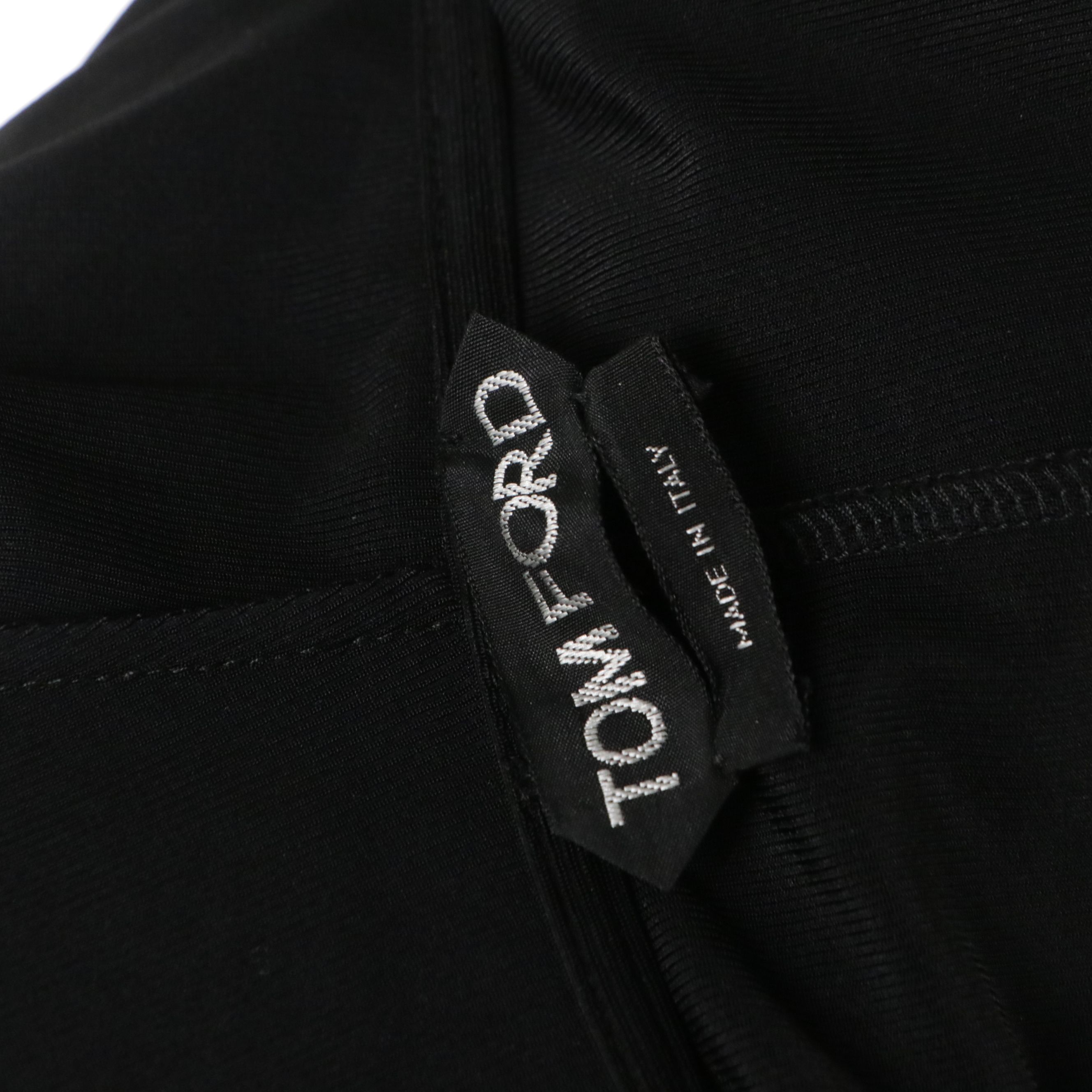 Tom Ford Black Ruched Hooded Long Sleeve Evening Dress with V-Cut Neckline